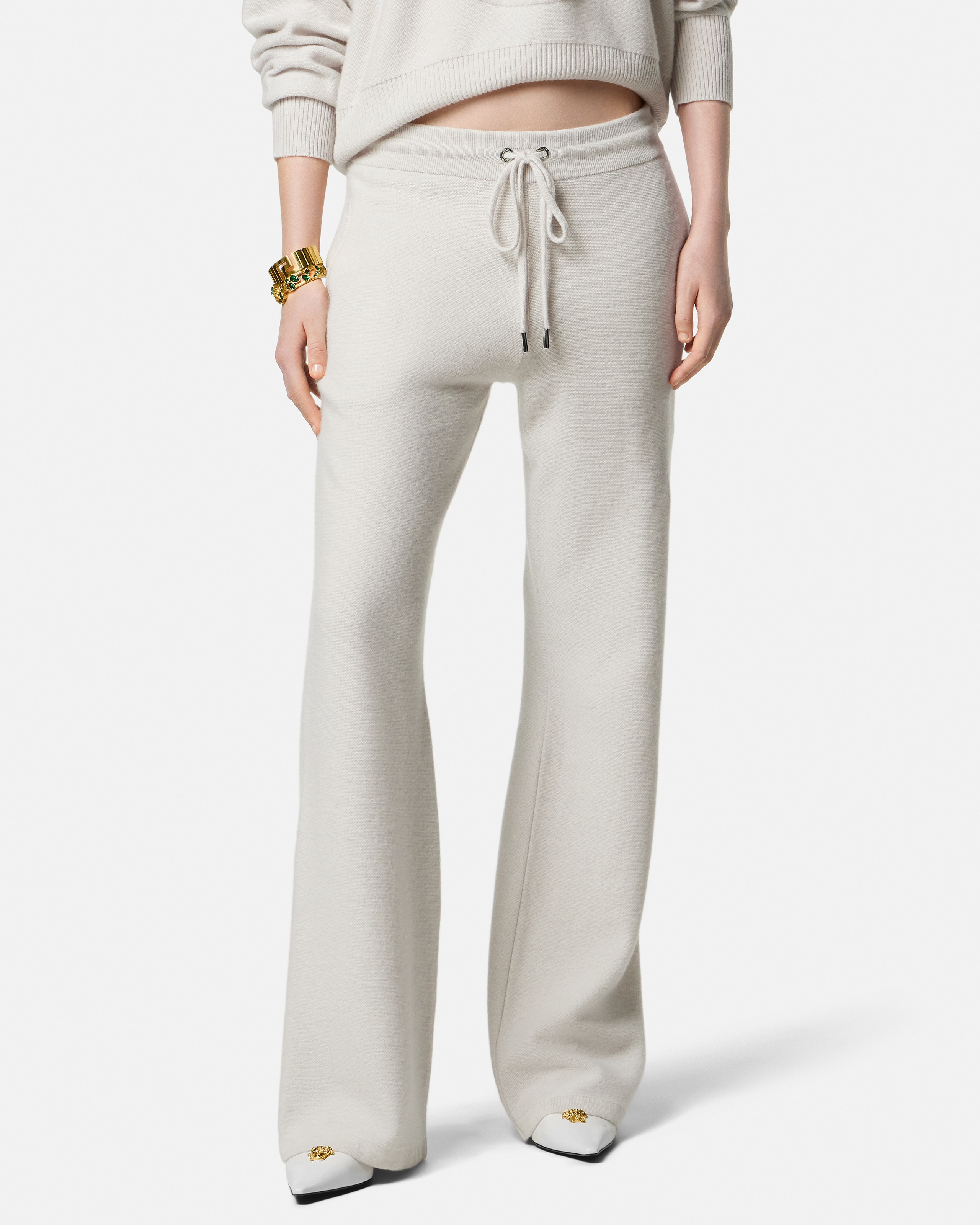 Wool-Blend Flared Towel Pants