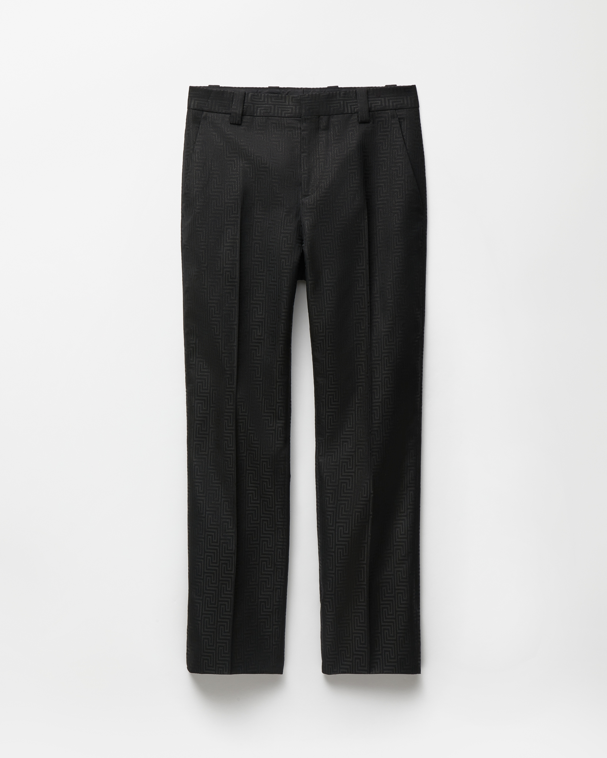 Versace Jacquard Lurex Wool Formal Pants In Black