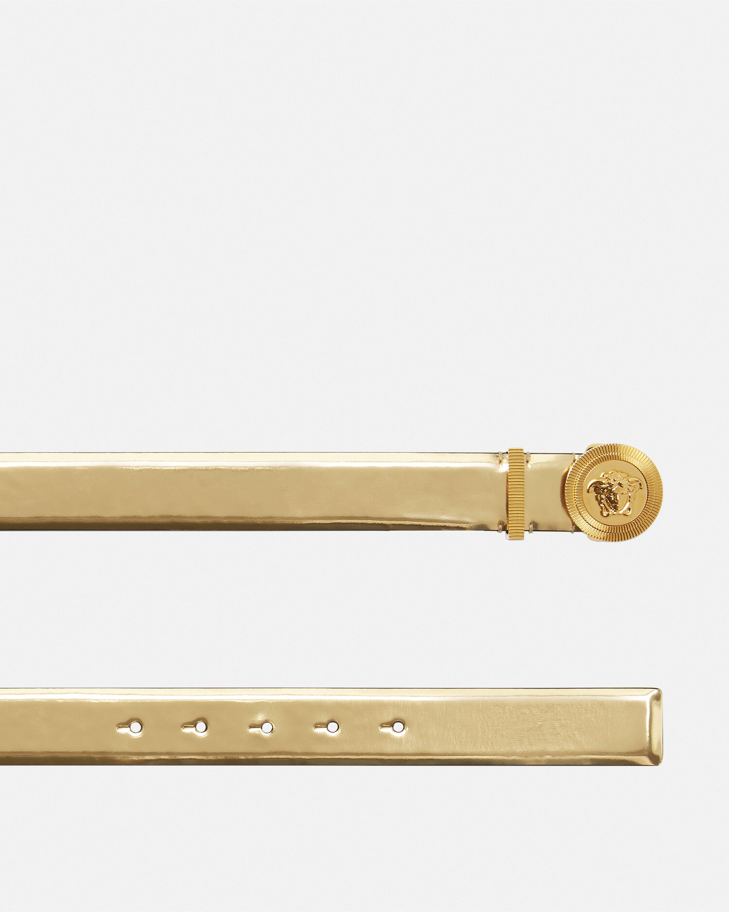 Medusa Biggie Leather Belt 3 cm Gold | VERSACE US
