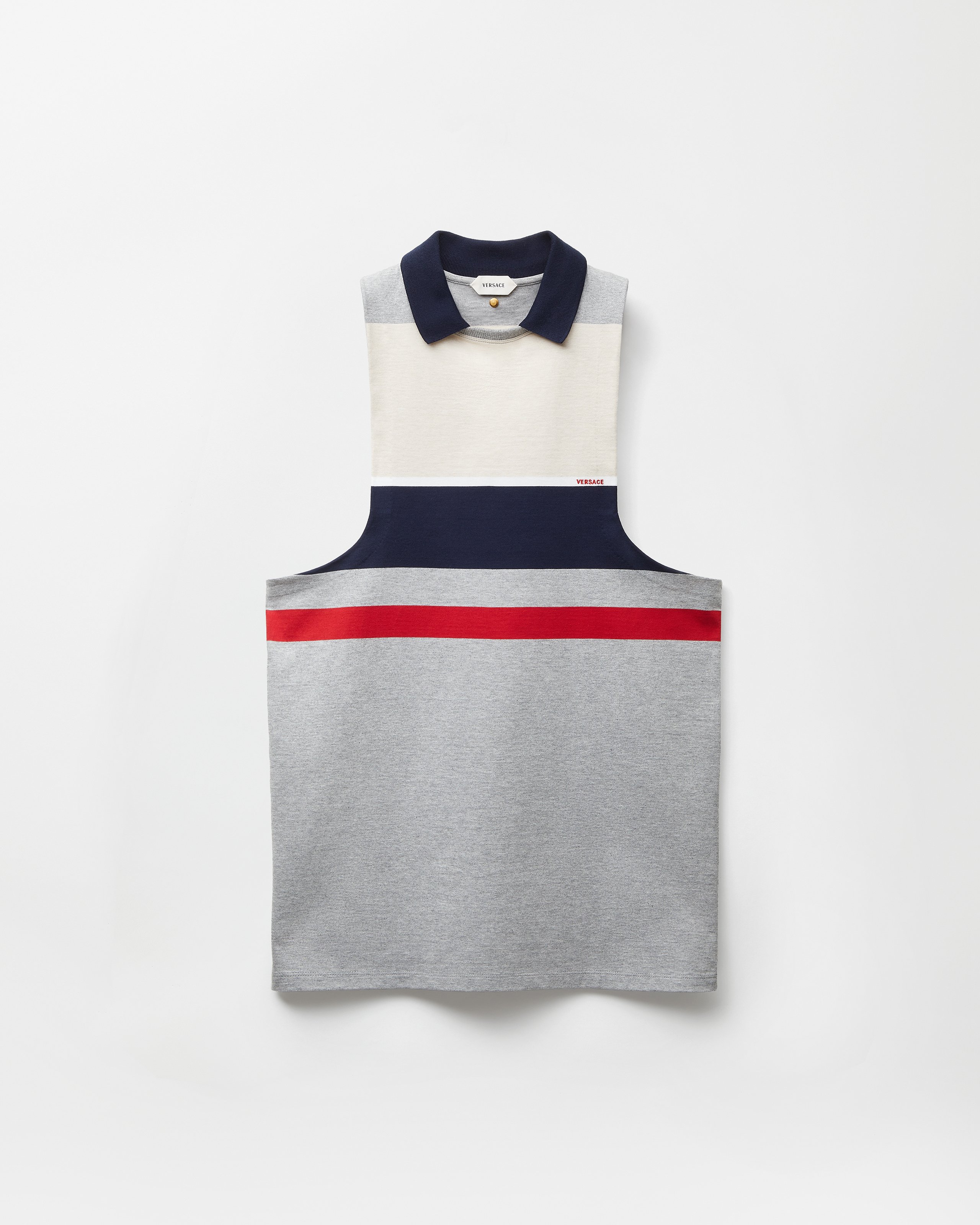 Versace Striped Cotton-jersey Mini Dress In Gray