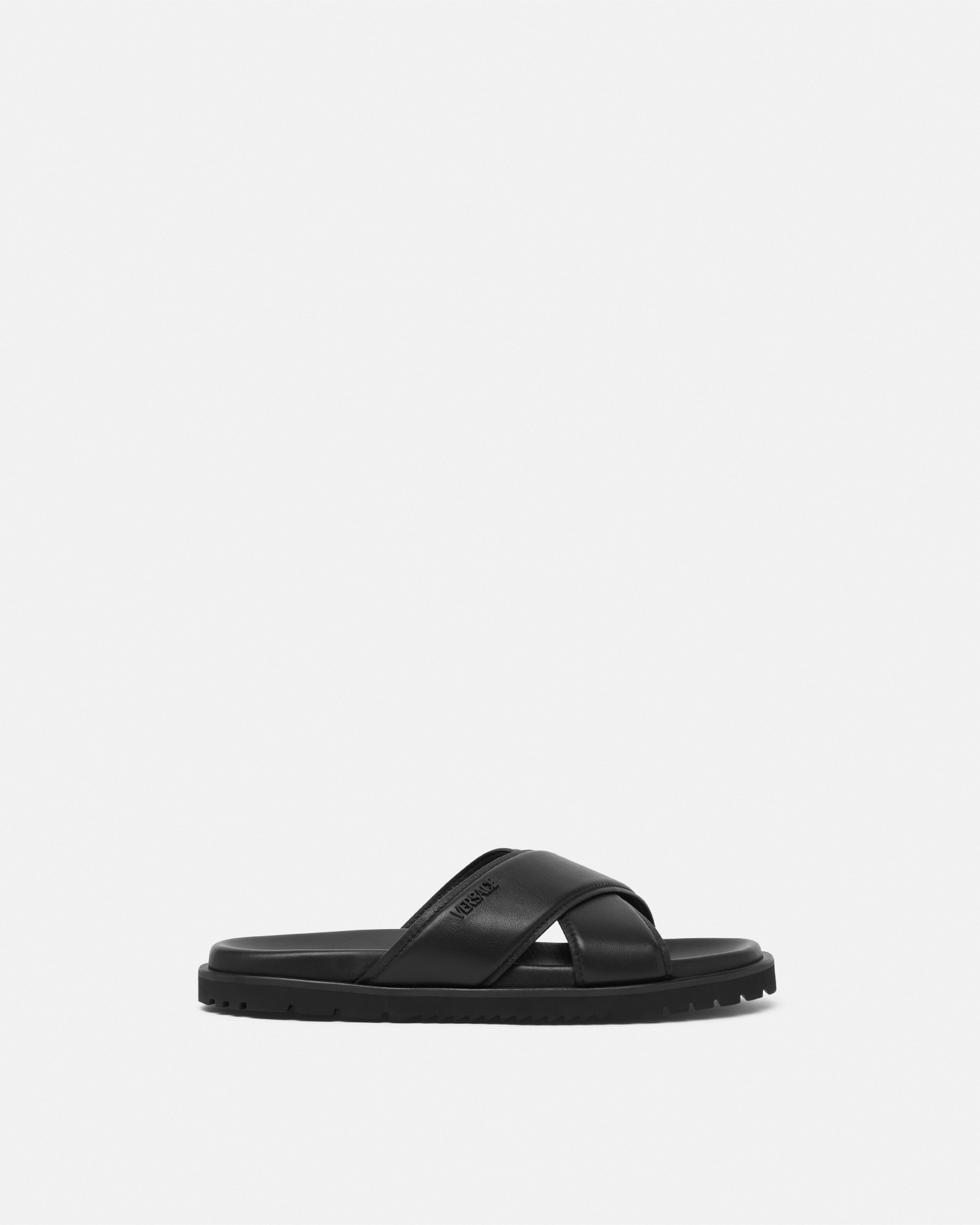 Versace Logo Sandals In Black