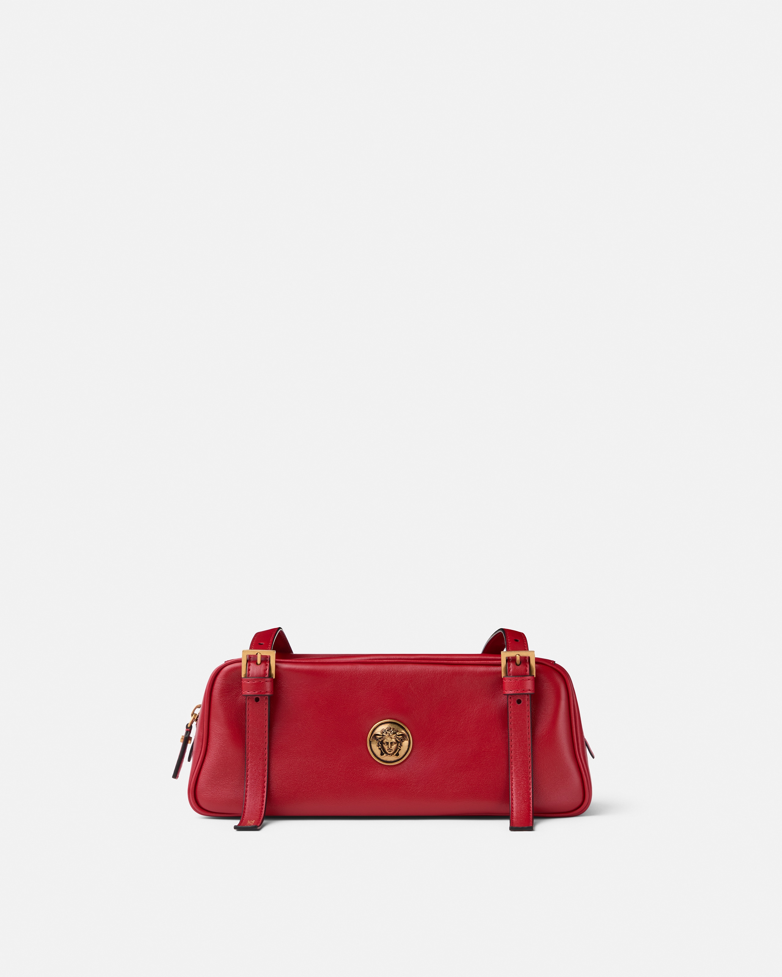 Versace Emblème Nappa Bowling Bag In Red