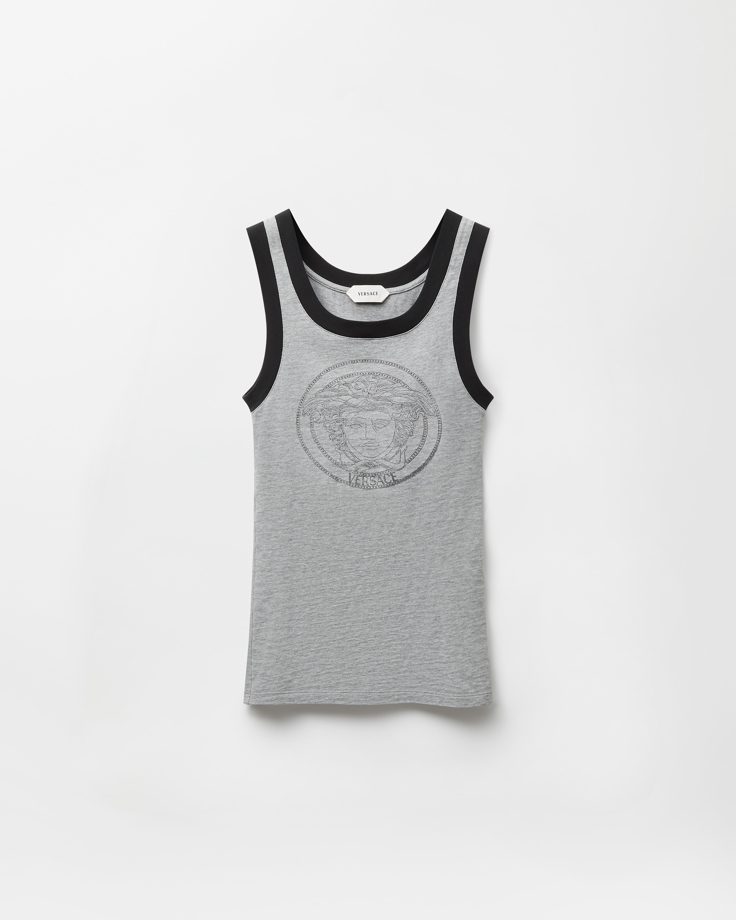 Versace Débardeur En Jersey De Coton Imprimé In Gray