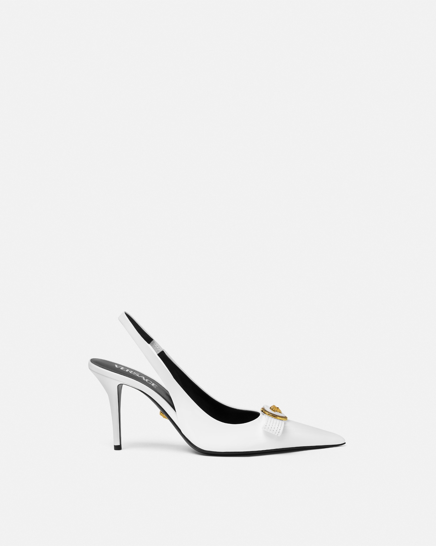Gianni Ribbon Patent Slingbacks 85 mm | VERSACE US
