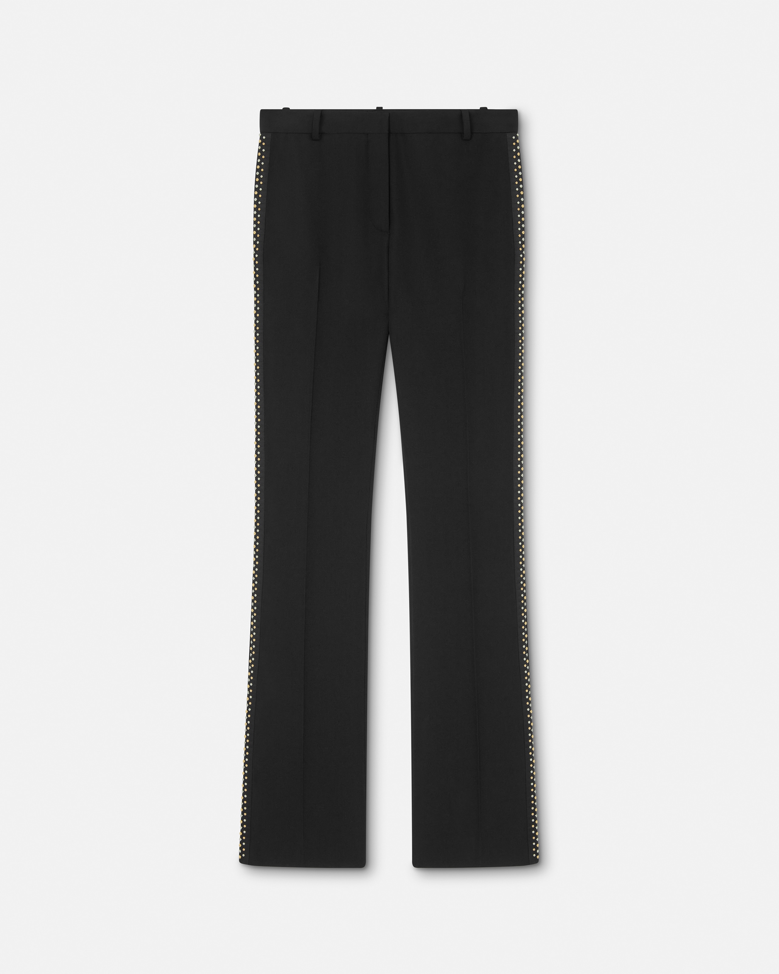 Versace Pantalon Slim En Laine À Ornements In Black