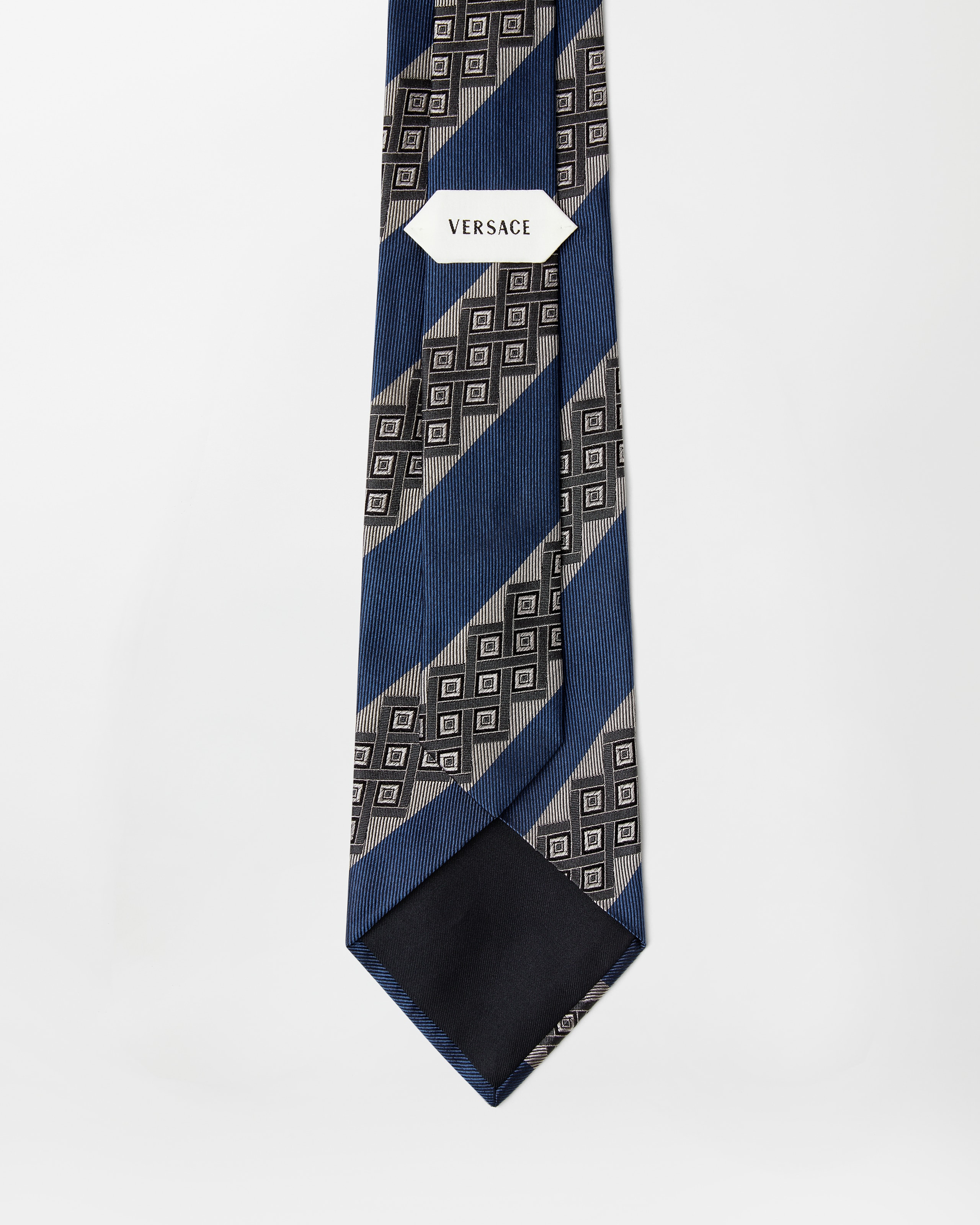 Printed Jacquard Silk Tie Blue,Print | VERSACE US
