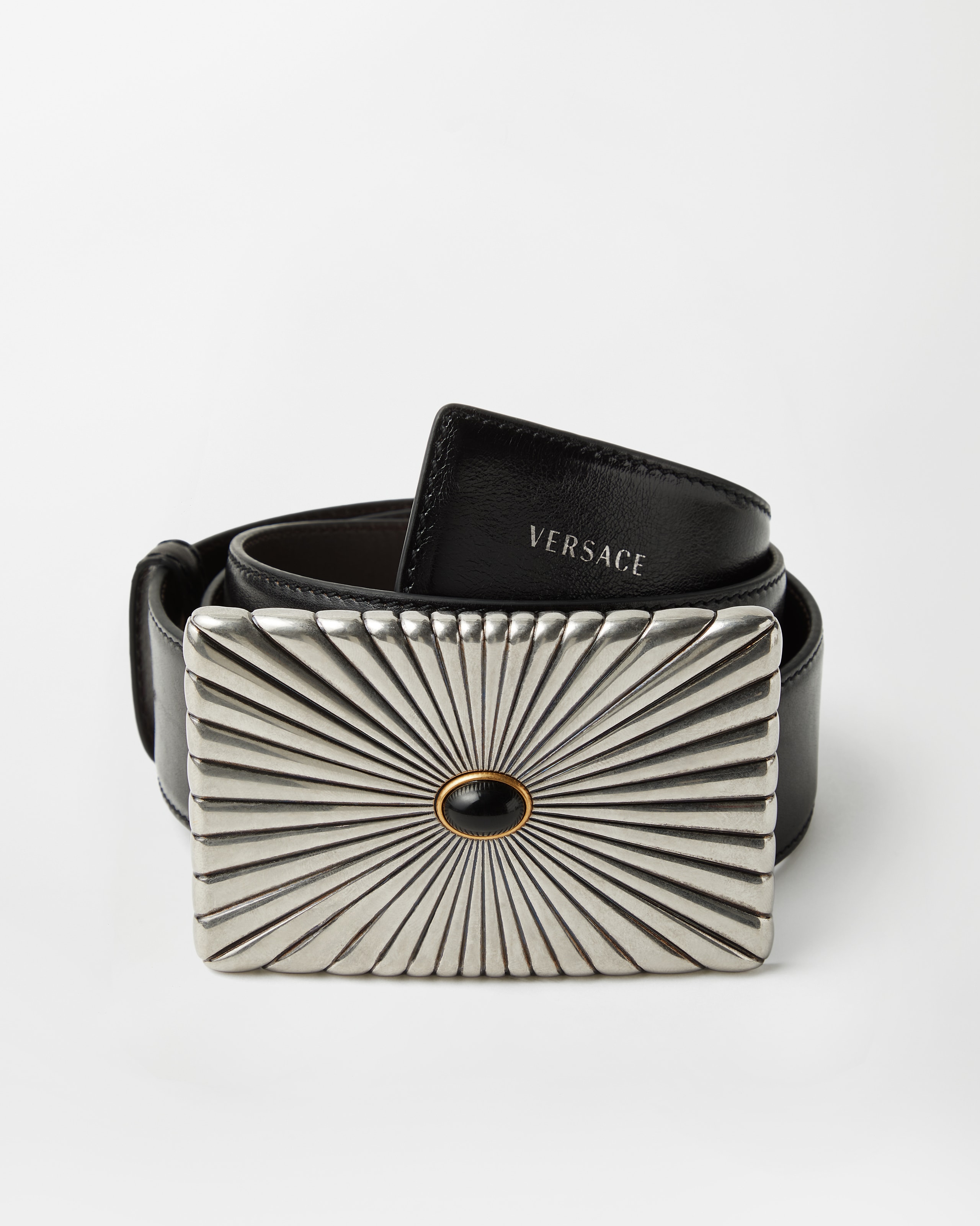 Versace Leather Belt 4 Cm In Black