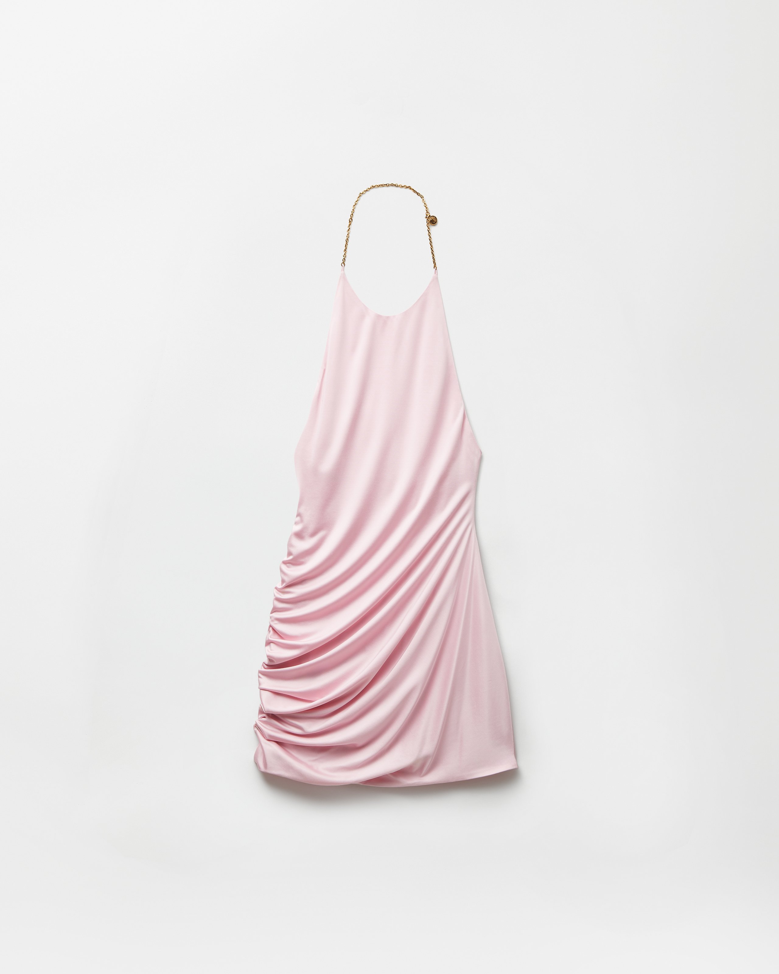 Versace Mini Robe En Jersey Viscose Drapée In Pink