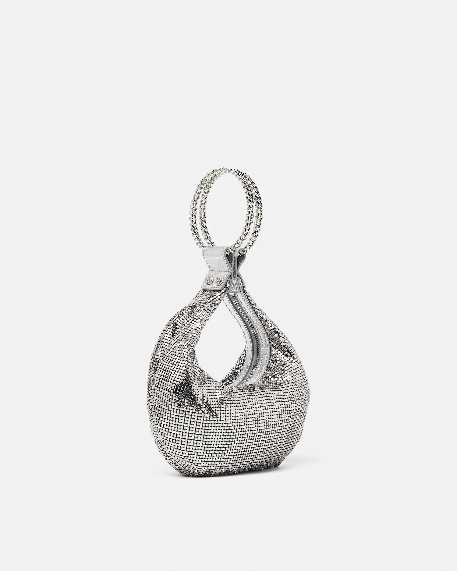 Versace Metal Mesh Mini Bag In Argent