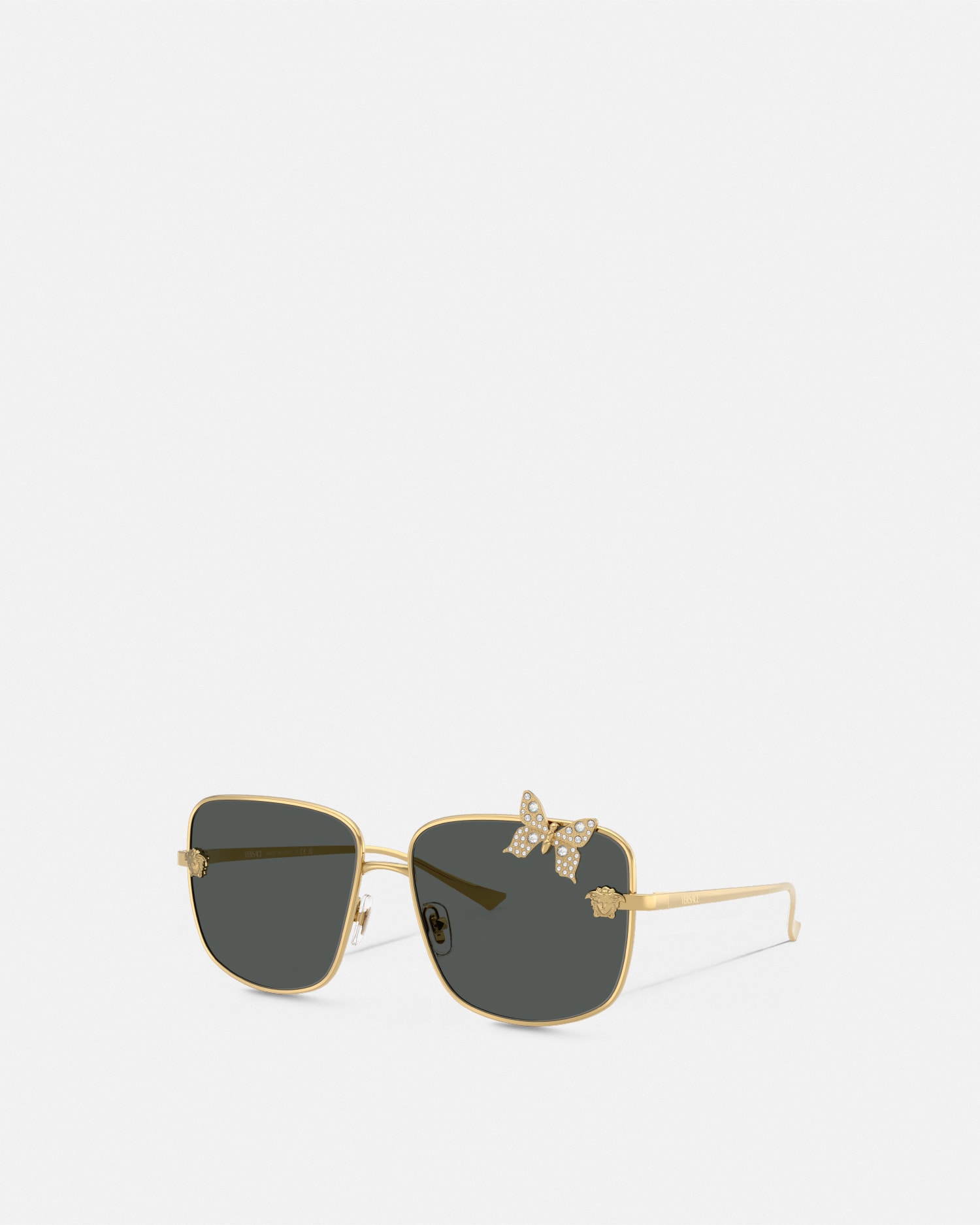 Versace Ve2282 Square Metal Sunglasses In Black+gold