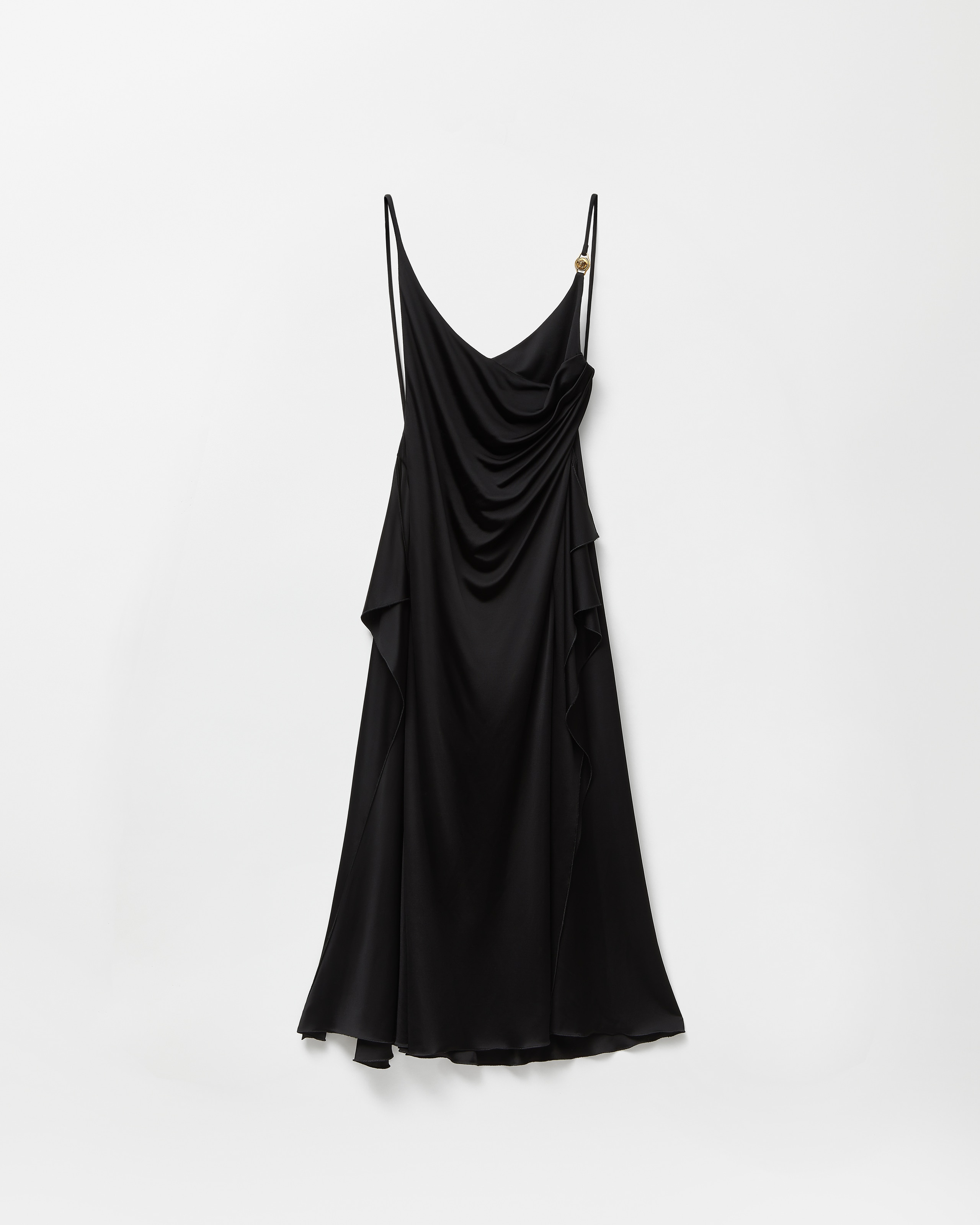 Viscose-Jersey Draped Midi Dress Purple | VERSACE US