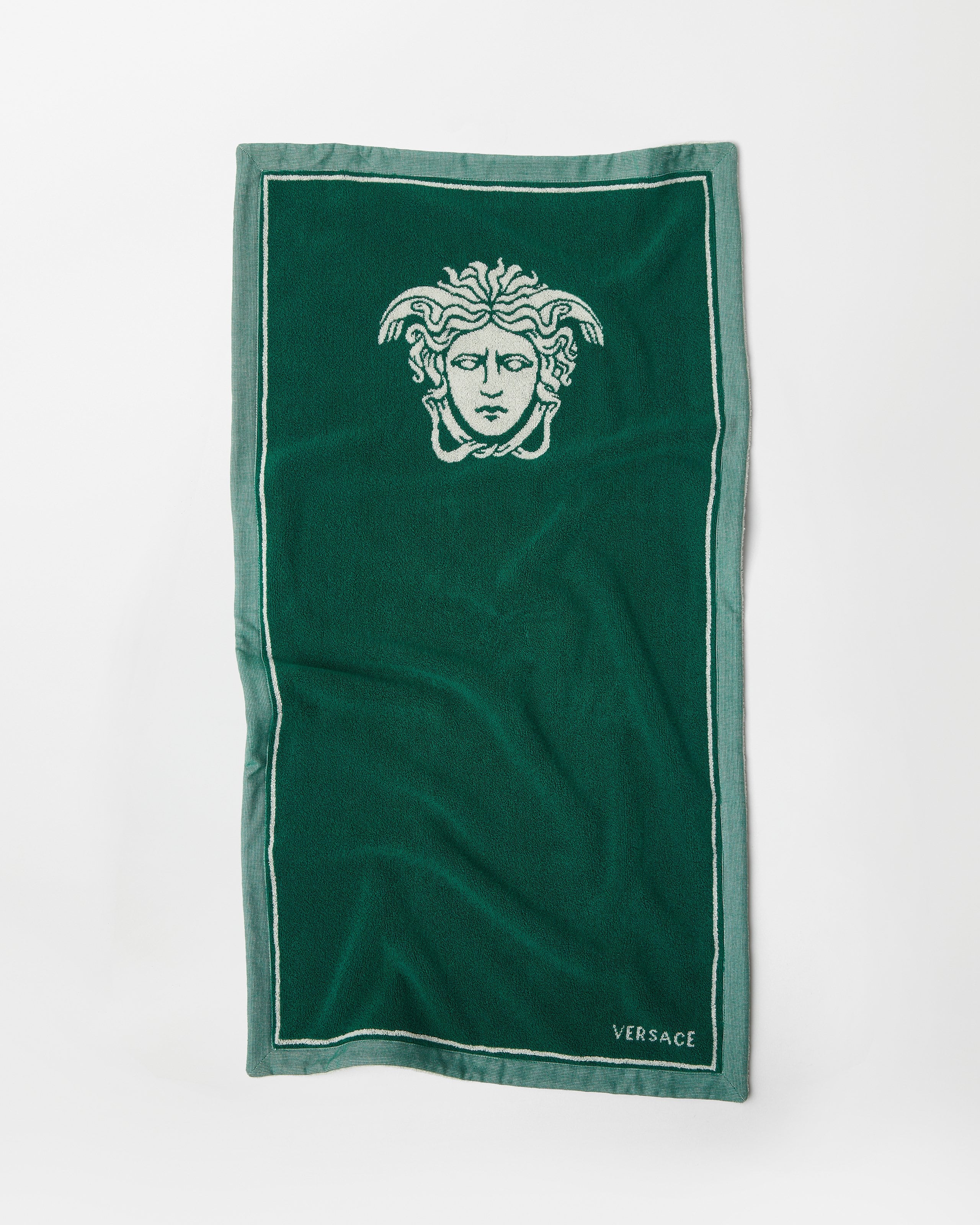 Cotton-Terry Jacquard Bath Towel Brown | VERSACE US