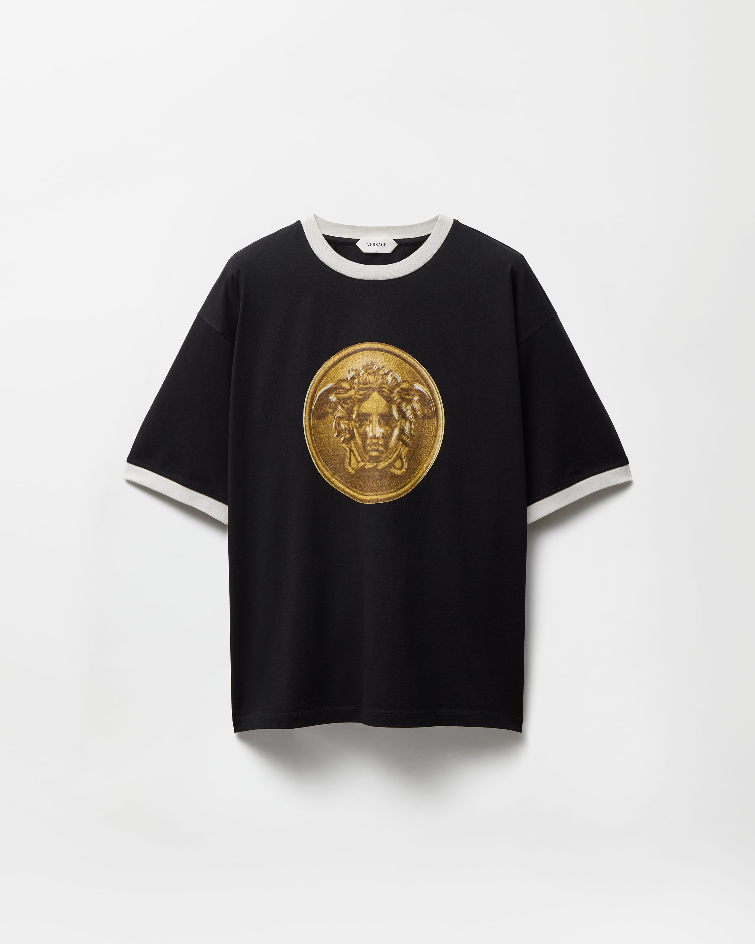 Printed Cotton-Jersey Regular T-Shirt White | VERSACE US