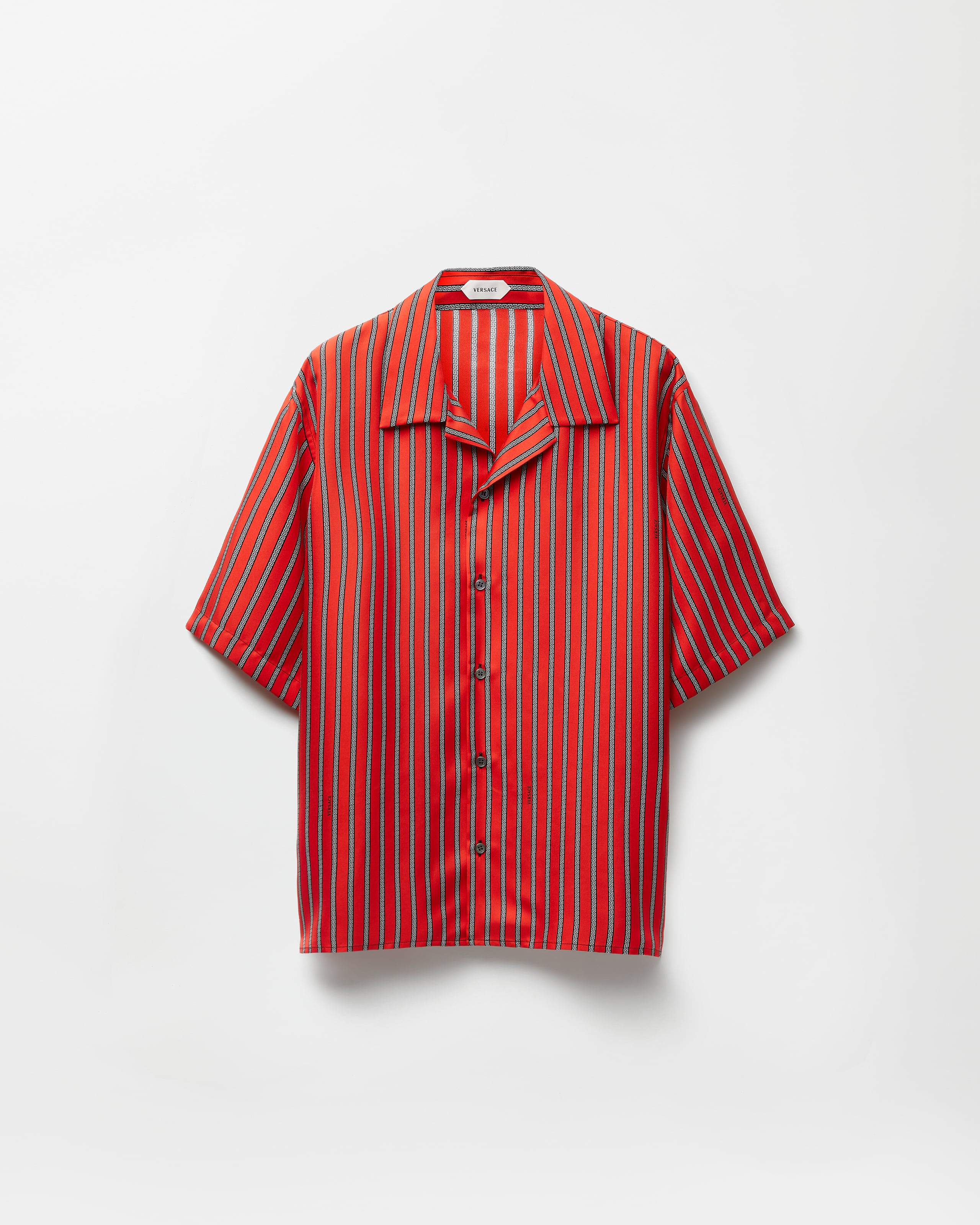 Versace Chemise En Sergé De Soie Imprimée In Red