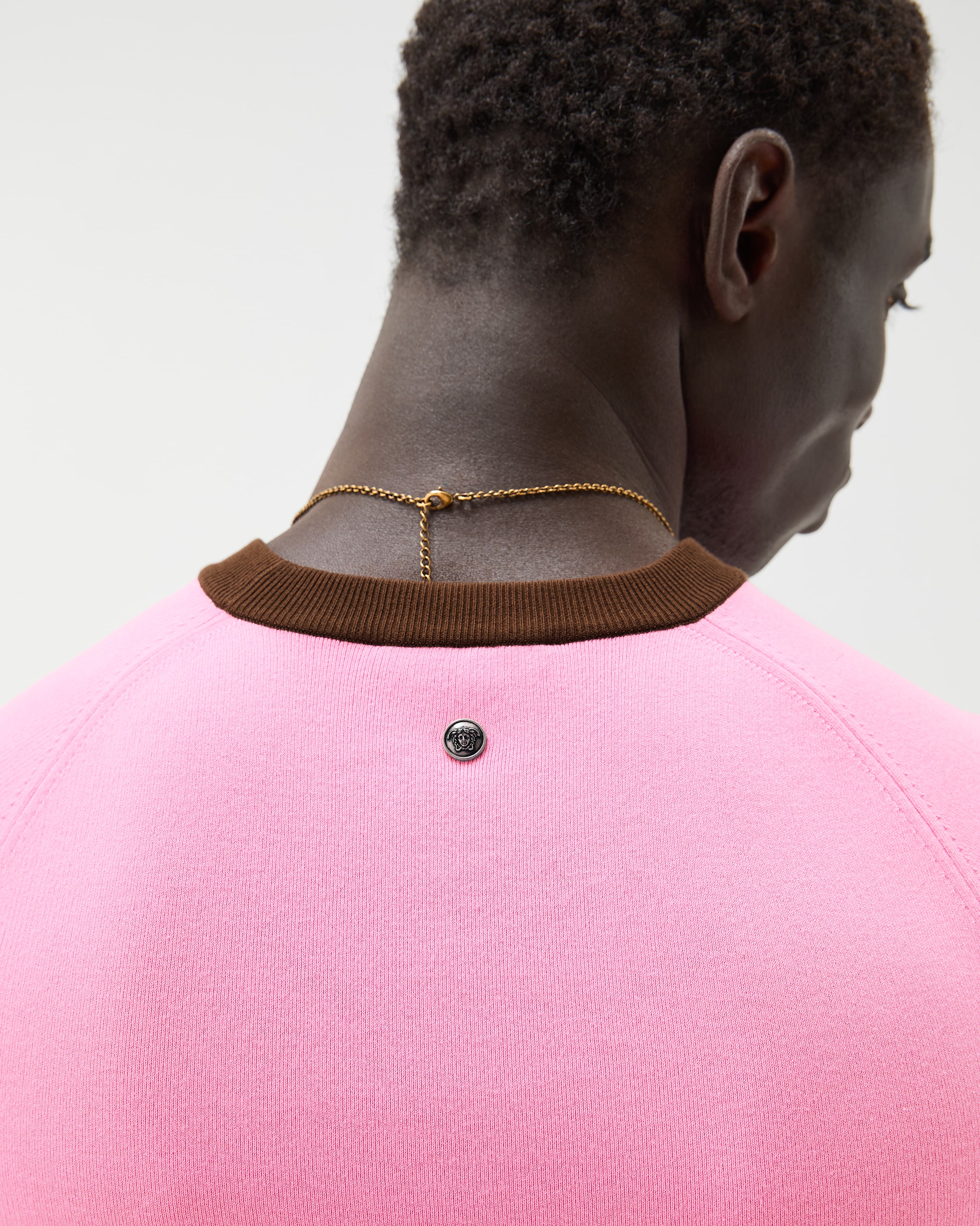 Cotton Knit Top Pink | VERSACE US