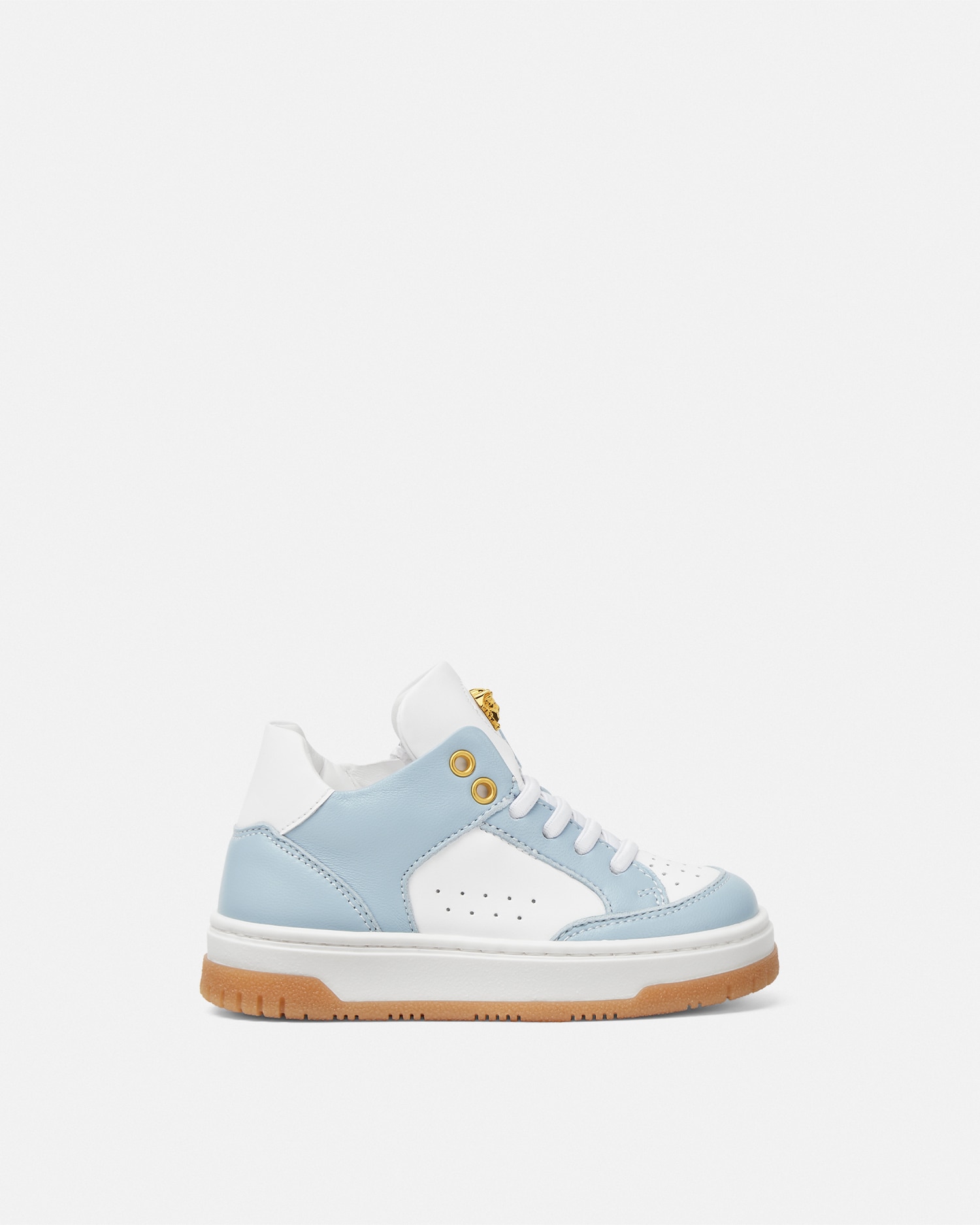 Versace La Medusa Kids Sneakers In Light Blue+white