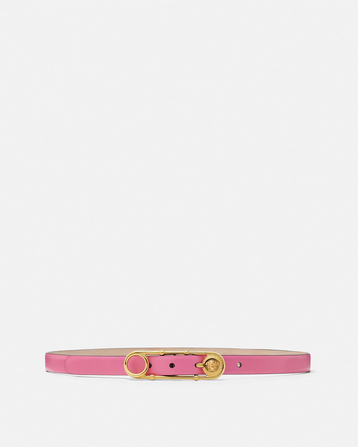 Versace Safety Pin Ceinture En Cuir 2 Cm In Pink