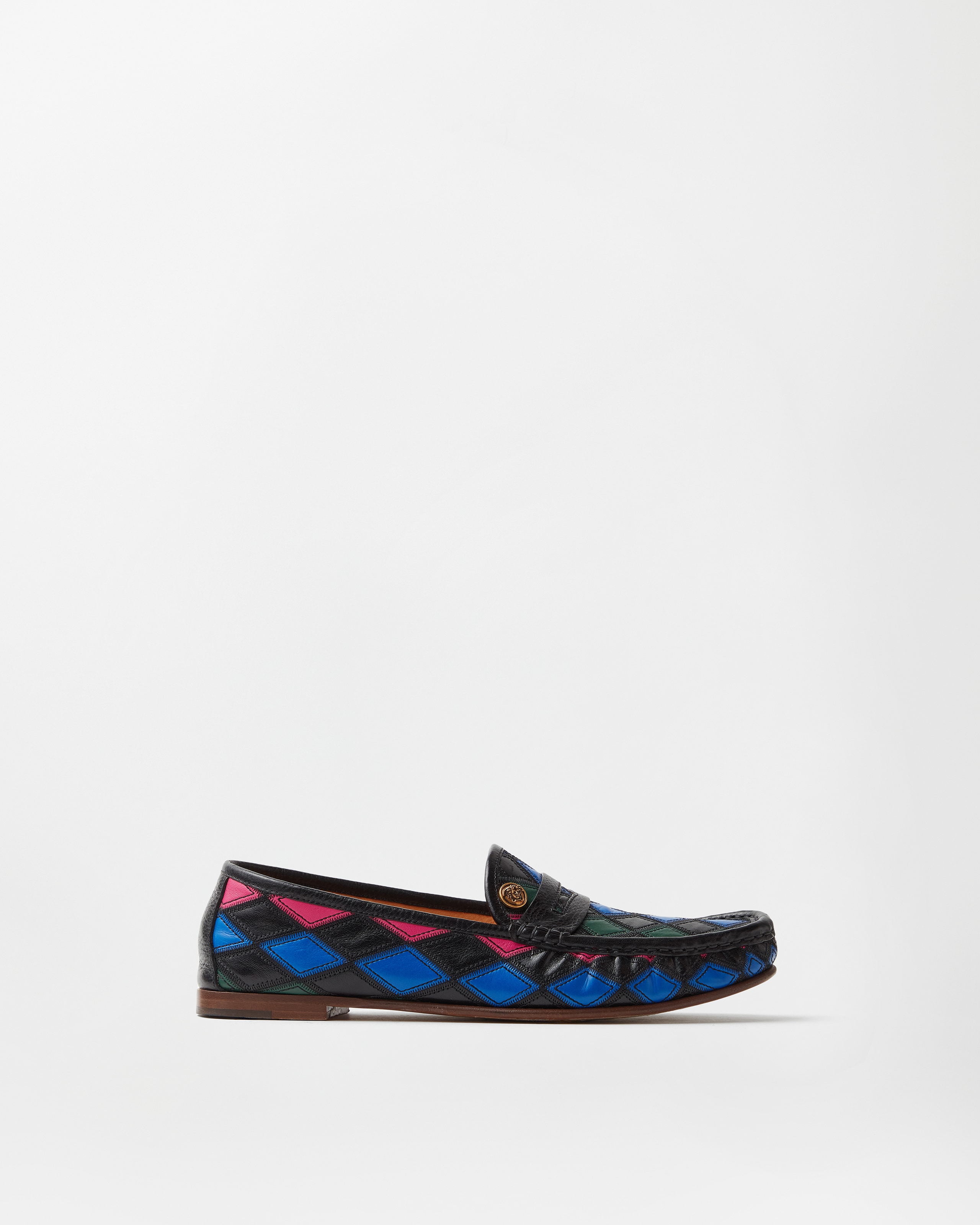 Versace Guanto Leather Patchwork Loafers In Multi