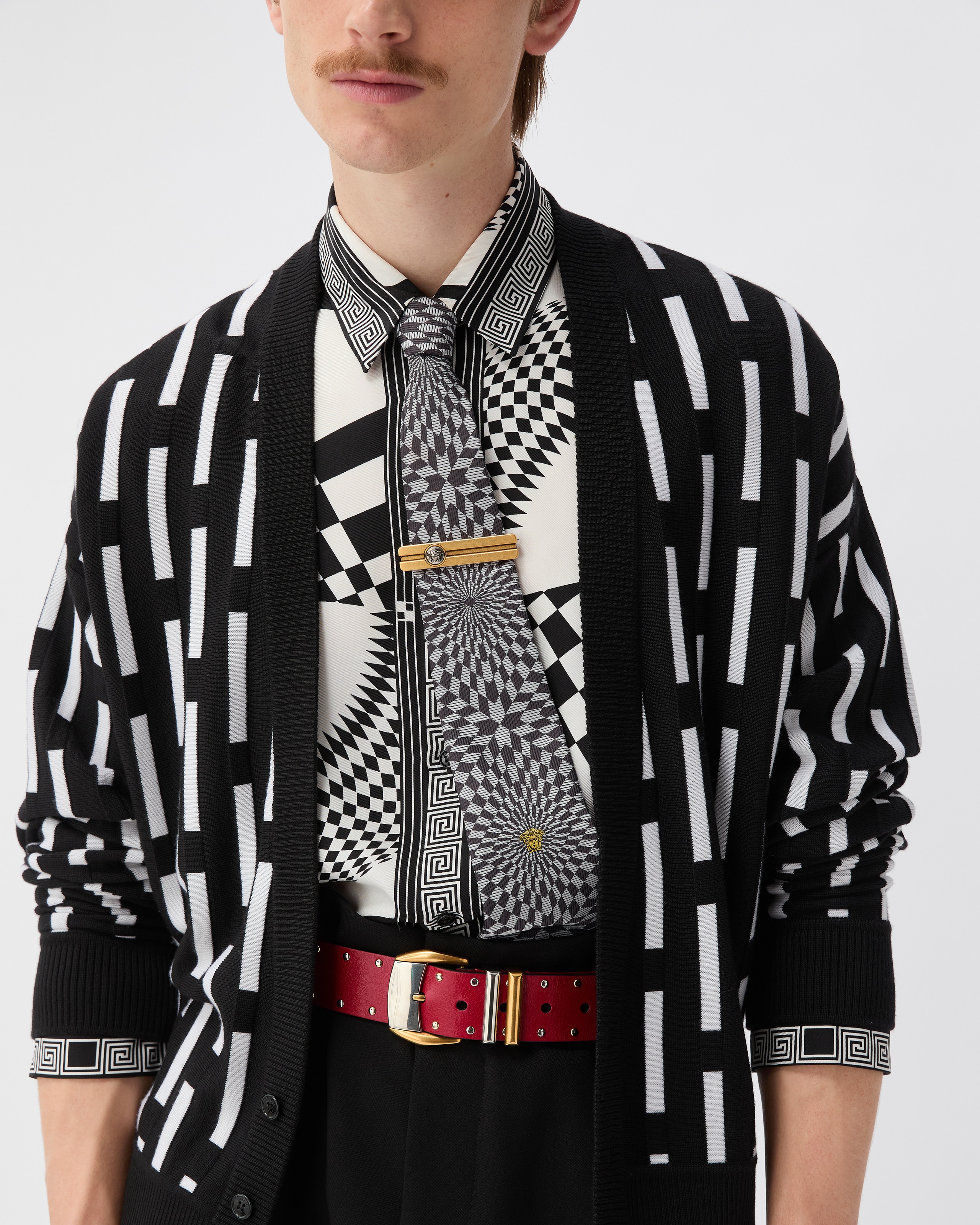 Versace Jacquard Silk Twill Tie In Black