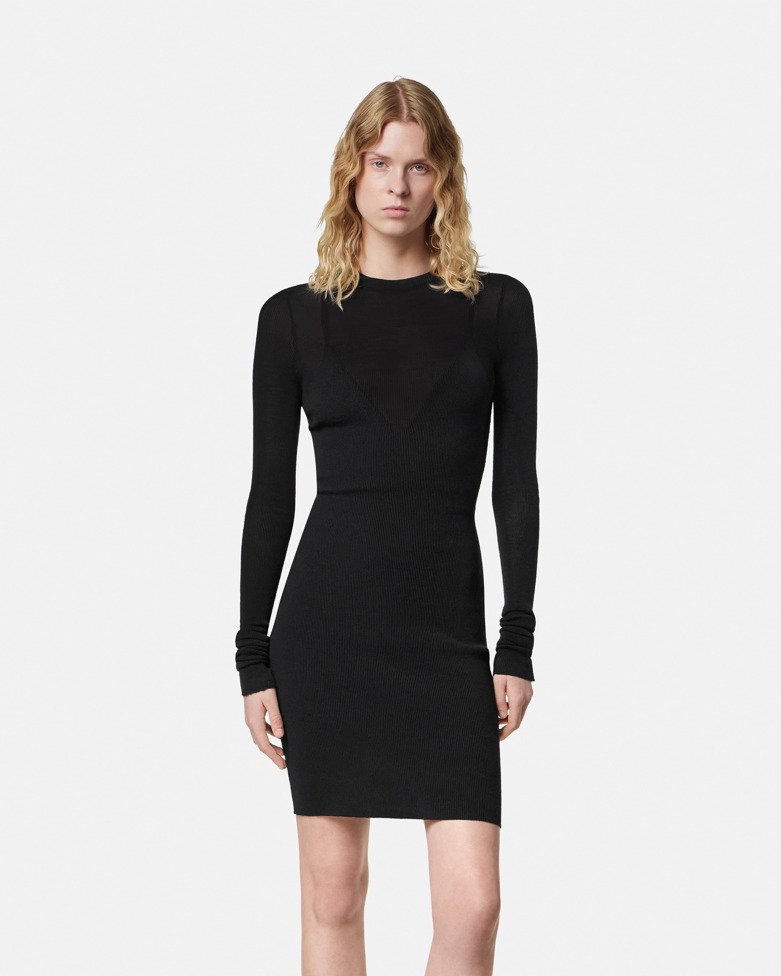 Merino Wool Fitted Knit Mini Dress