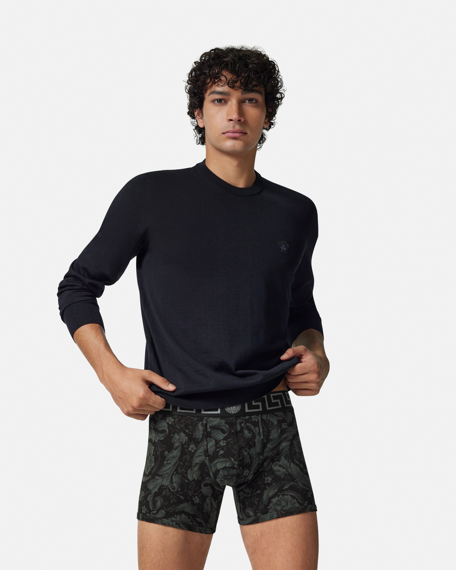 Printed Jacquard Cotton-Jersey Long Trunks