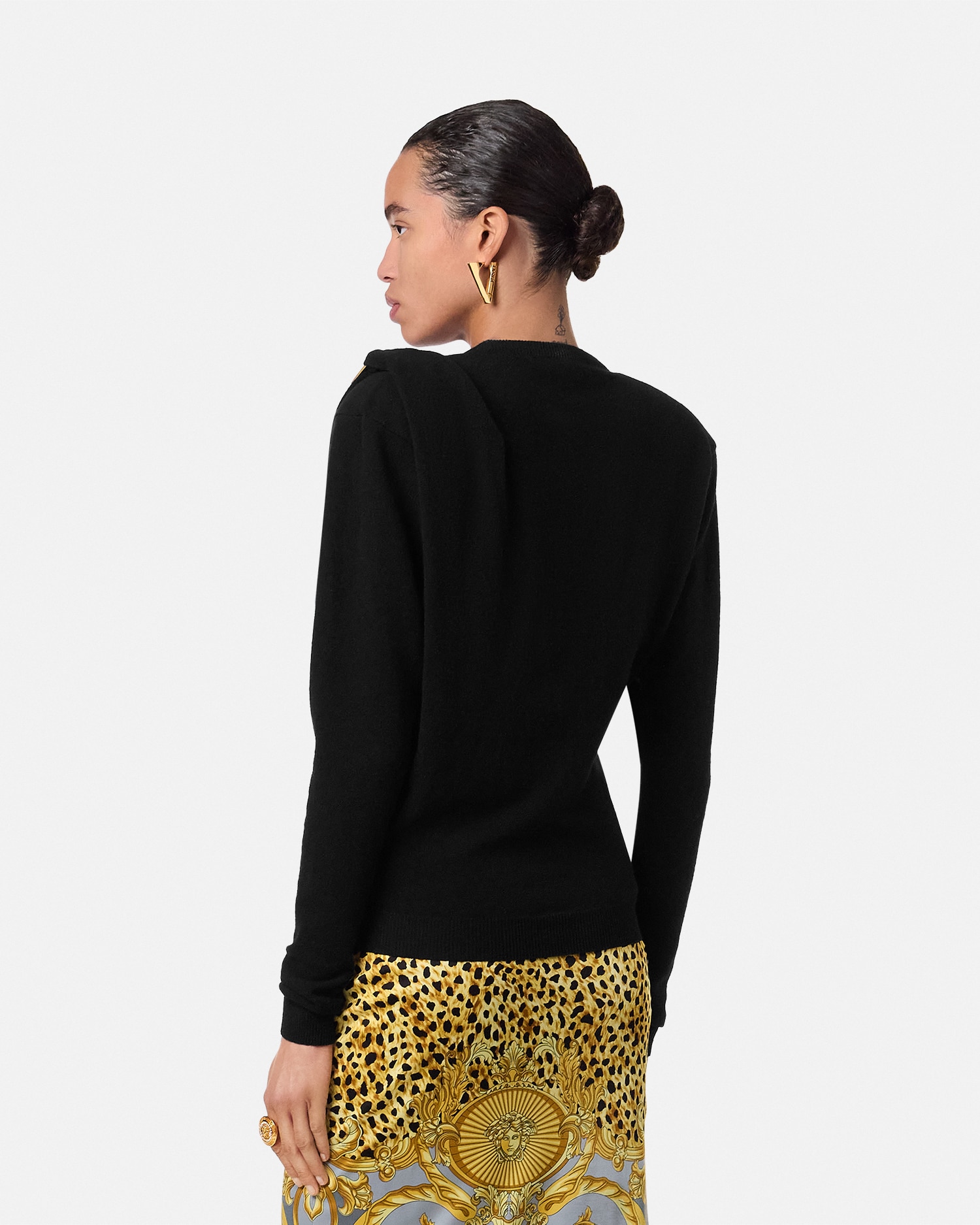 Wool Knit Draped Sweater