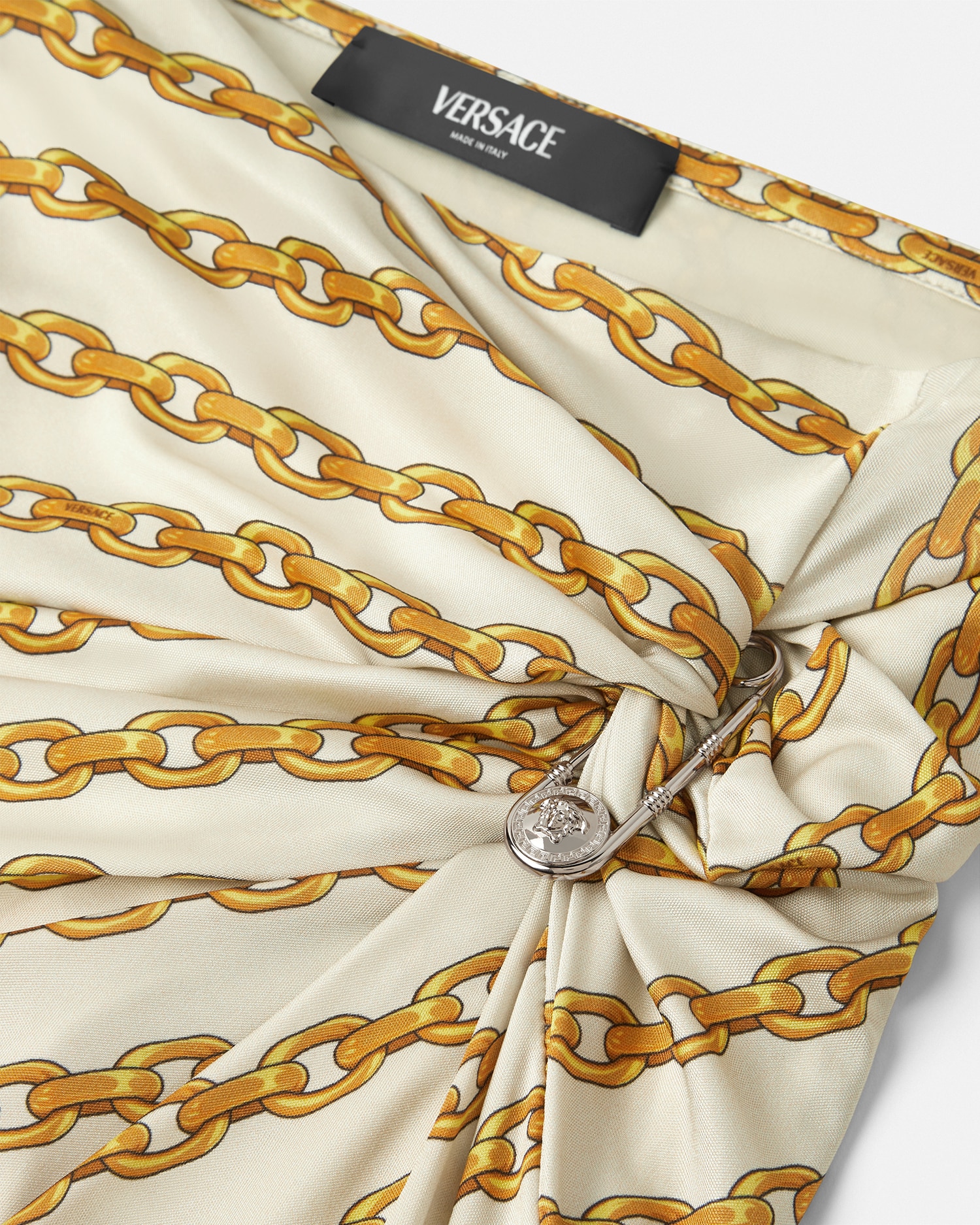VERSACE JUPE MI-LONGUE FRONCÉE CHAIN STRIPES