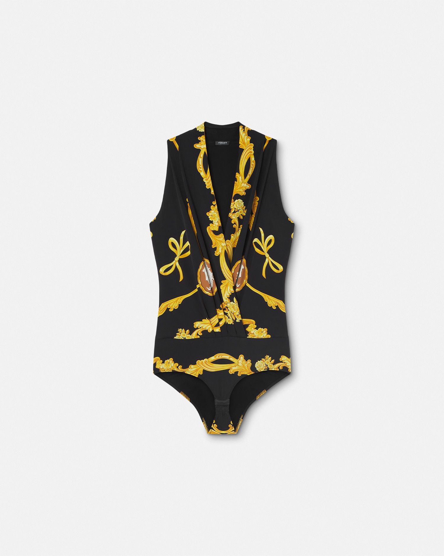 Versace Barocco-print Bodysuit In Noir+imprimer