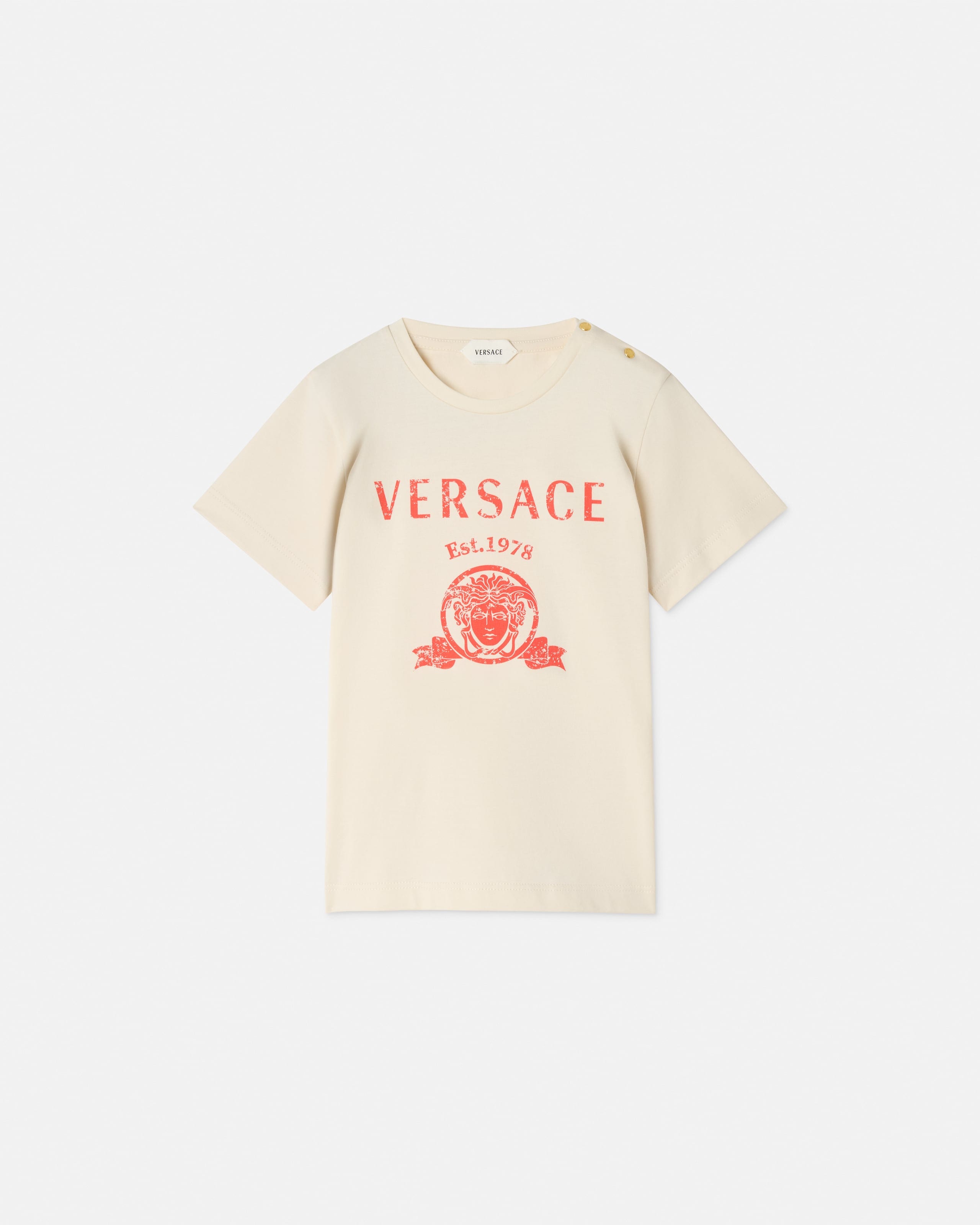 Versace Kids' T-shirt En Jersey De Coton Imprimé Baby In Neutral