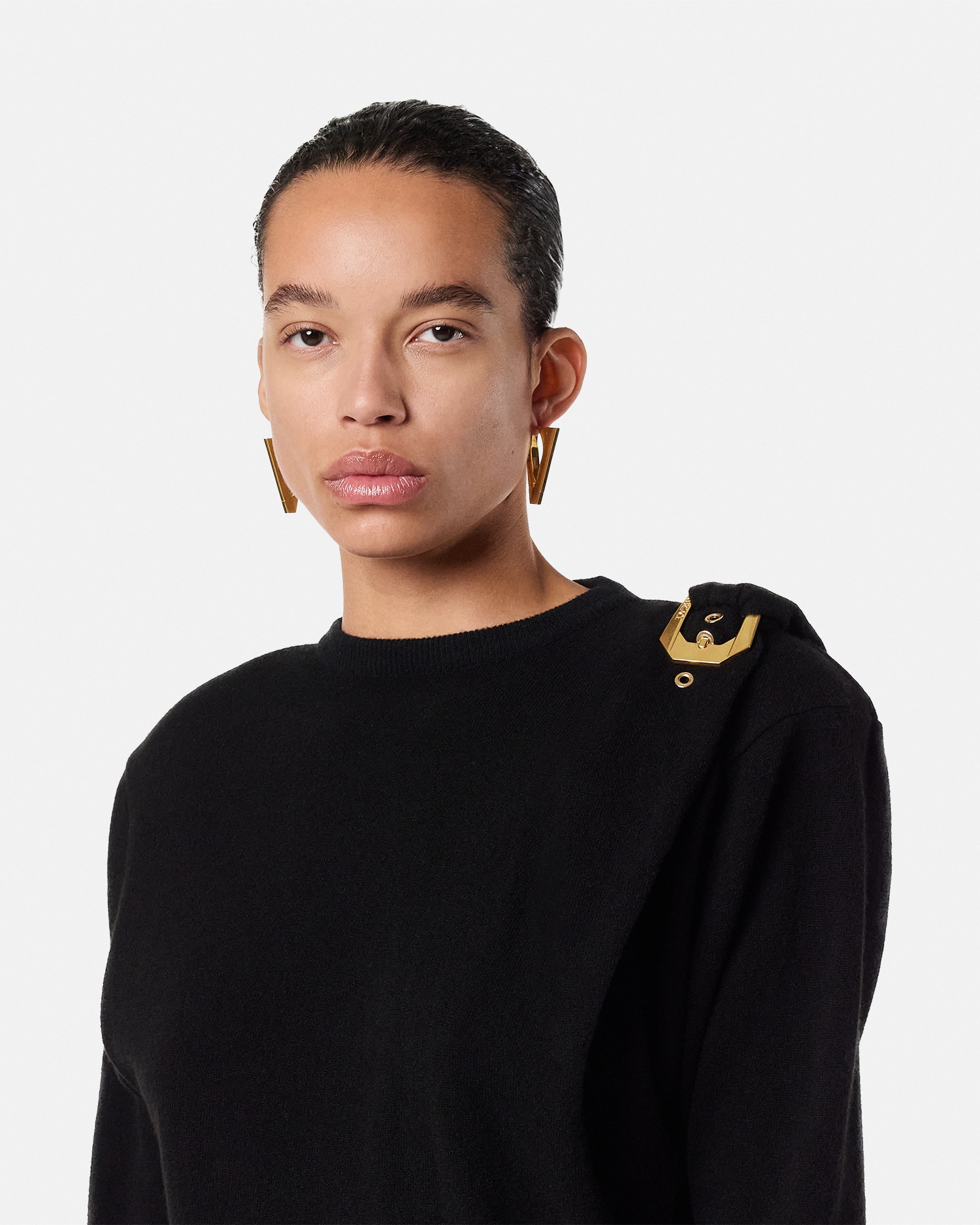 Wool Knit Draped Sweater