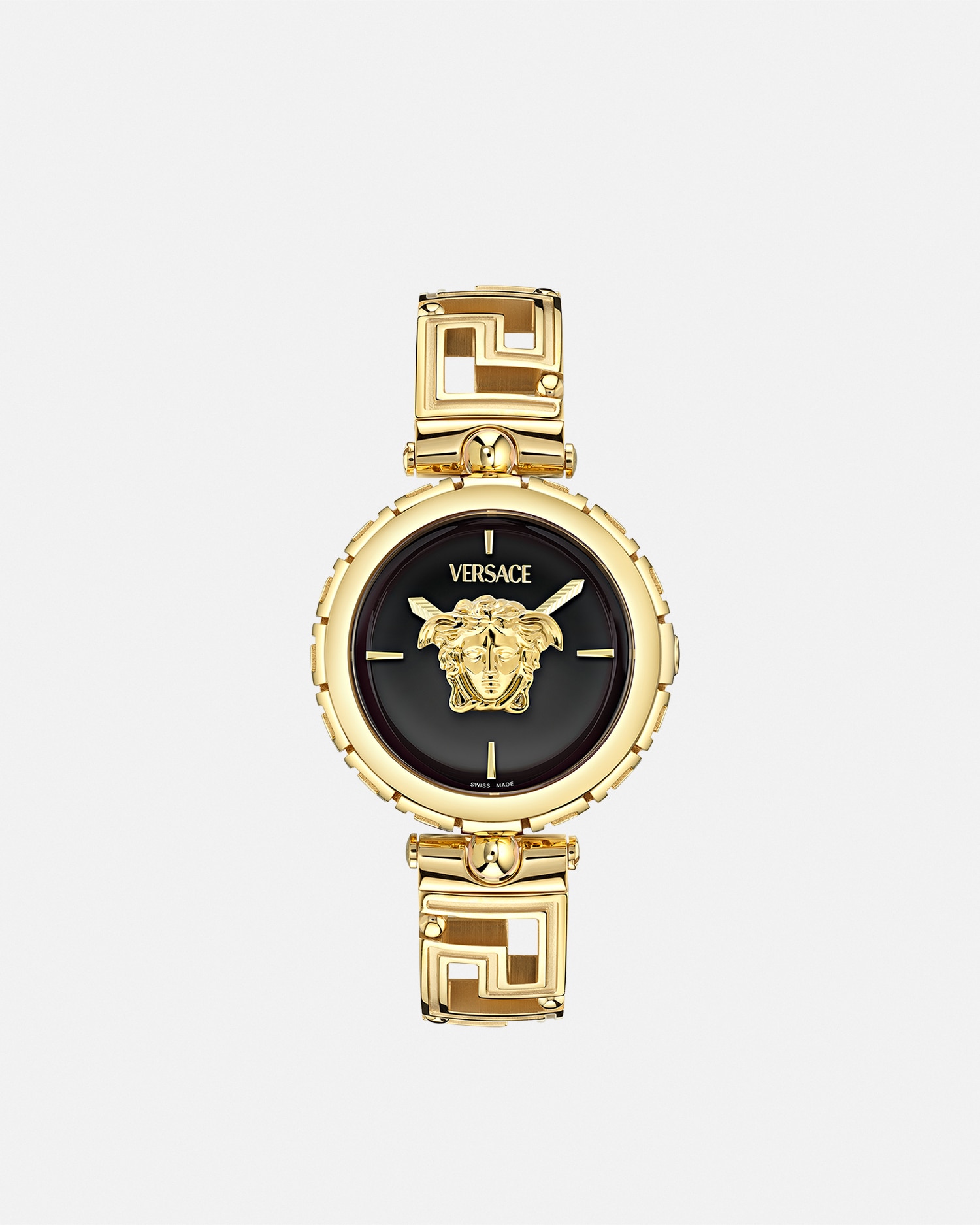 Versace Medusa Jewel Watch In Black+gold