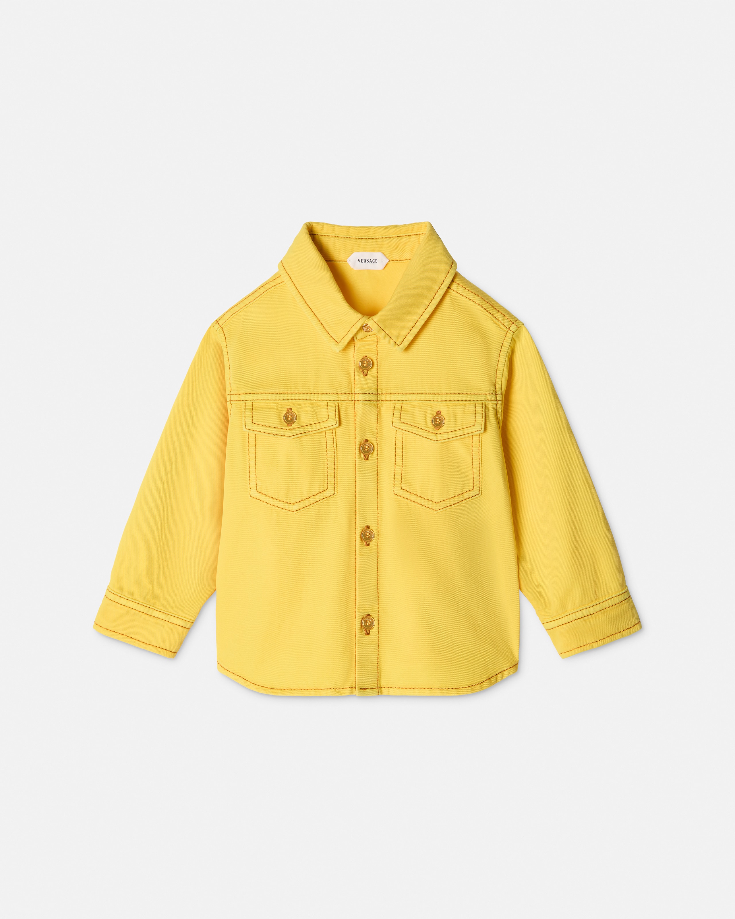 Versace Baby Denim Shirt In Yellow