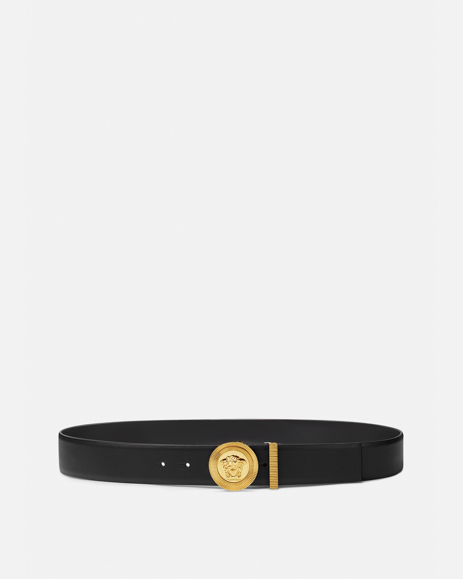 Versace Medusa Biggie Leather Belt In Black