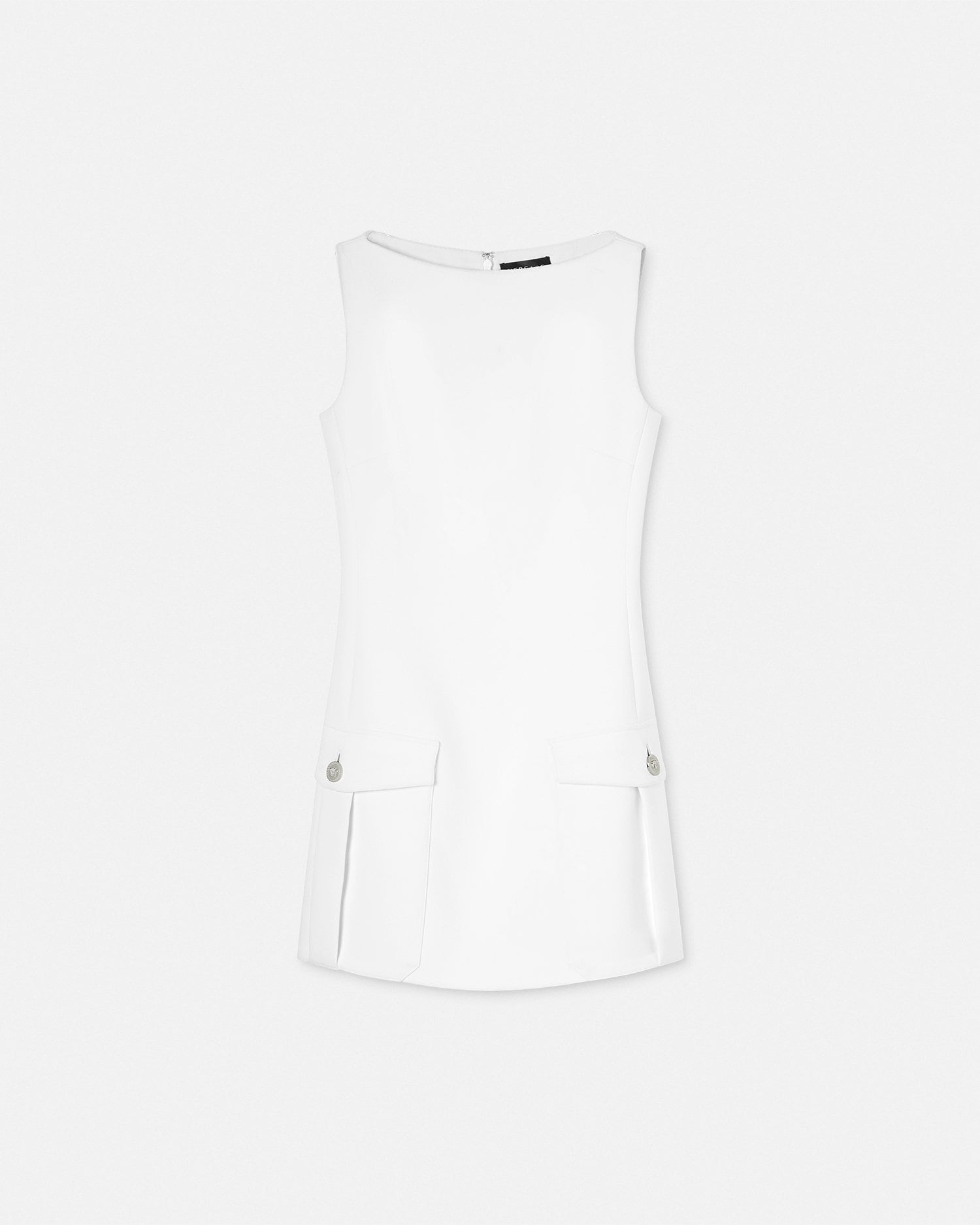 Versace Crepe Mini Dress With Patch Pockets In White