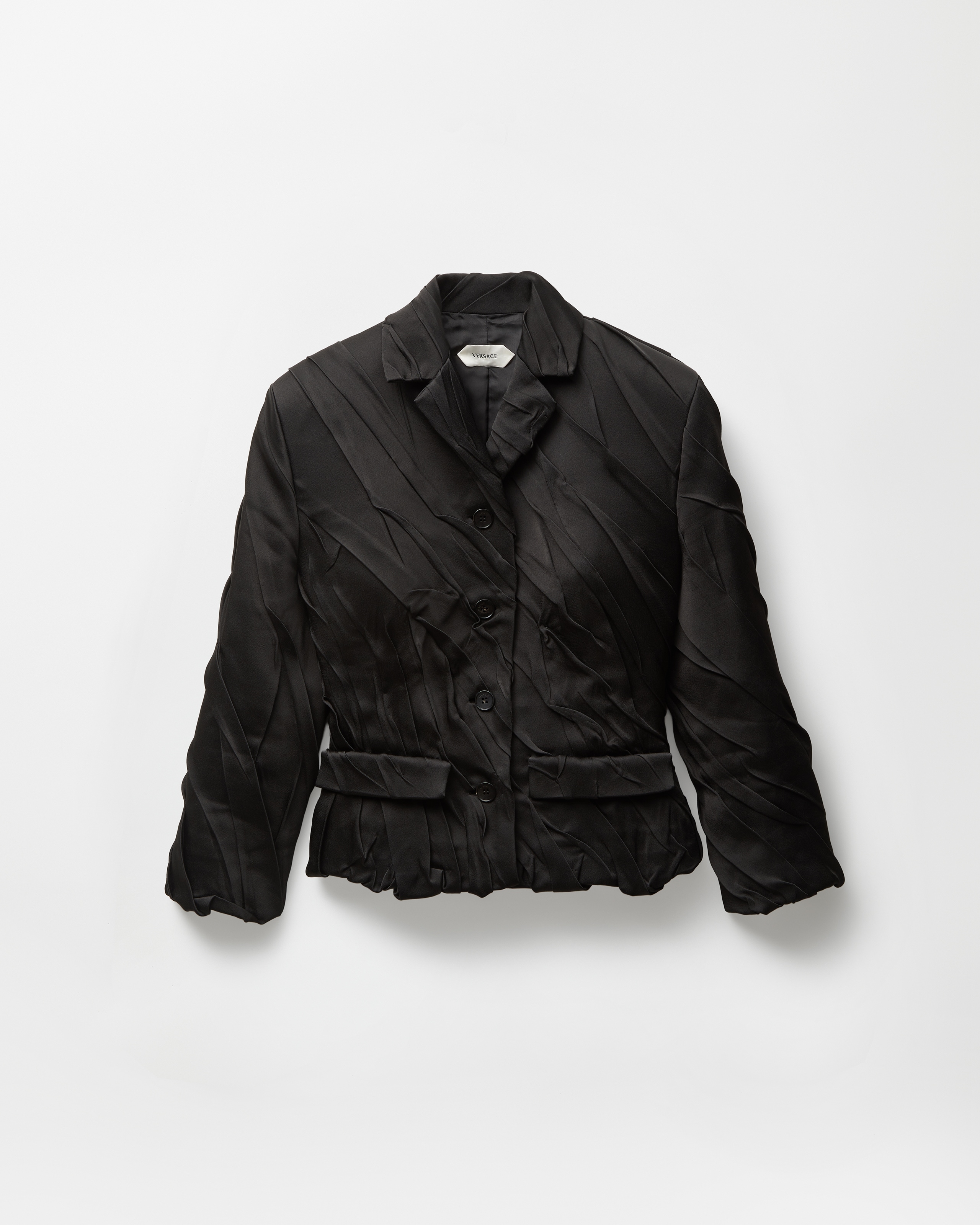 Versace Draped Envers-satin Blazer In Black