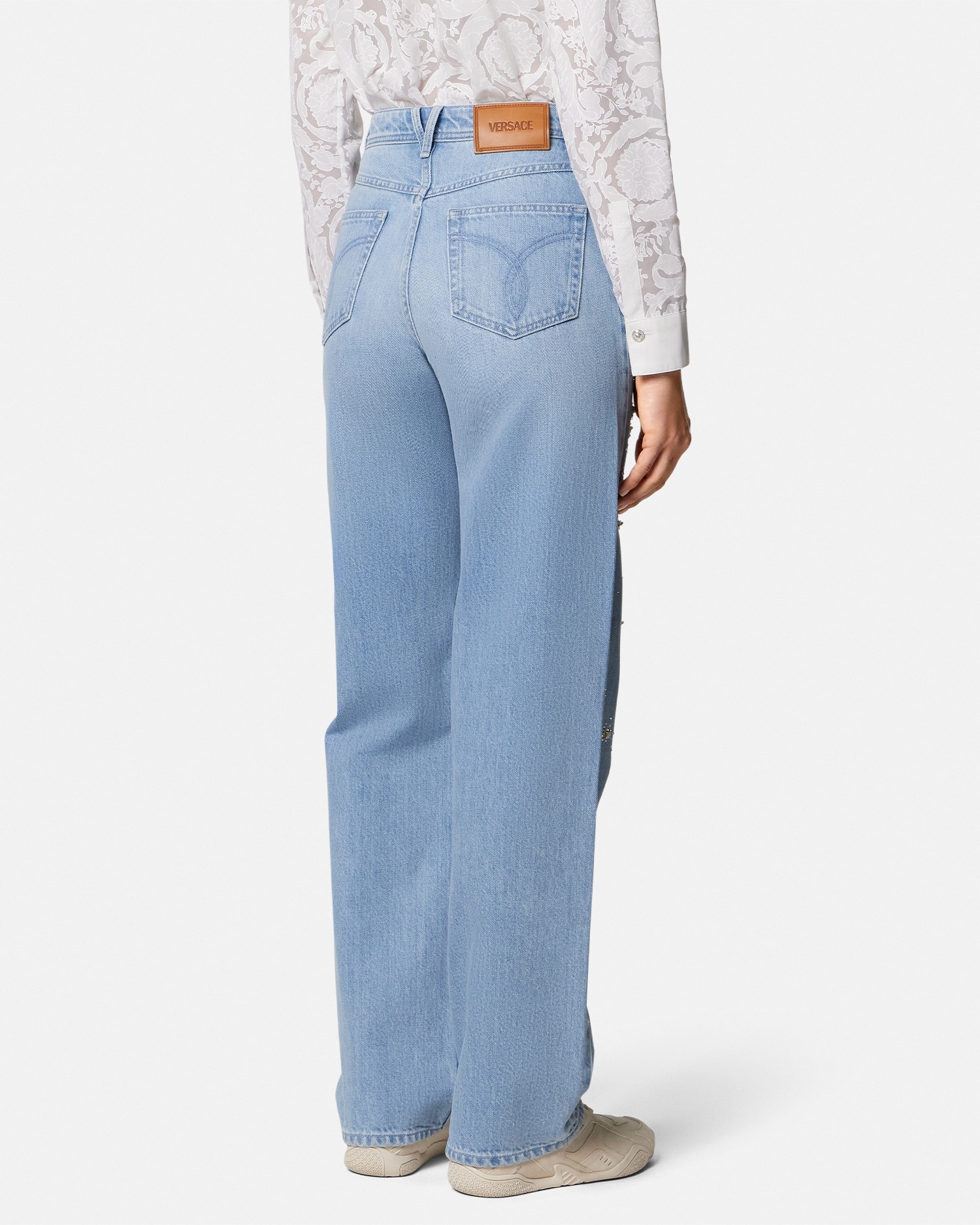 Embellished High-Waist Regular-Fit Jeans