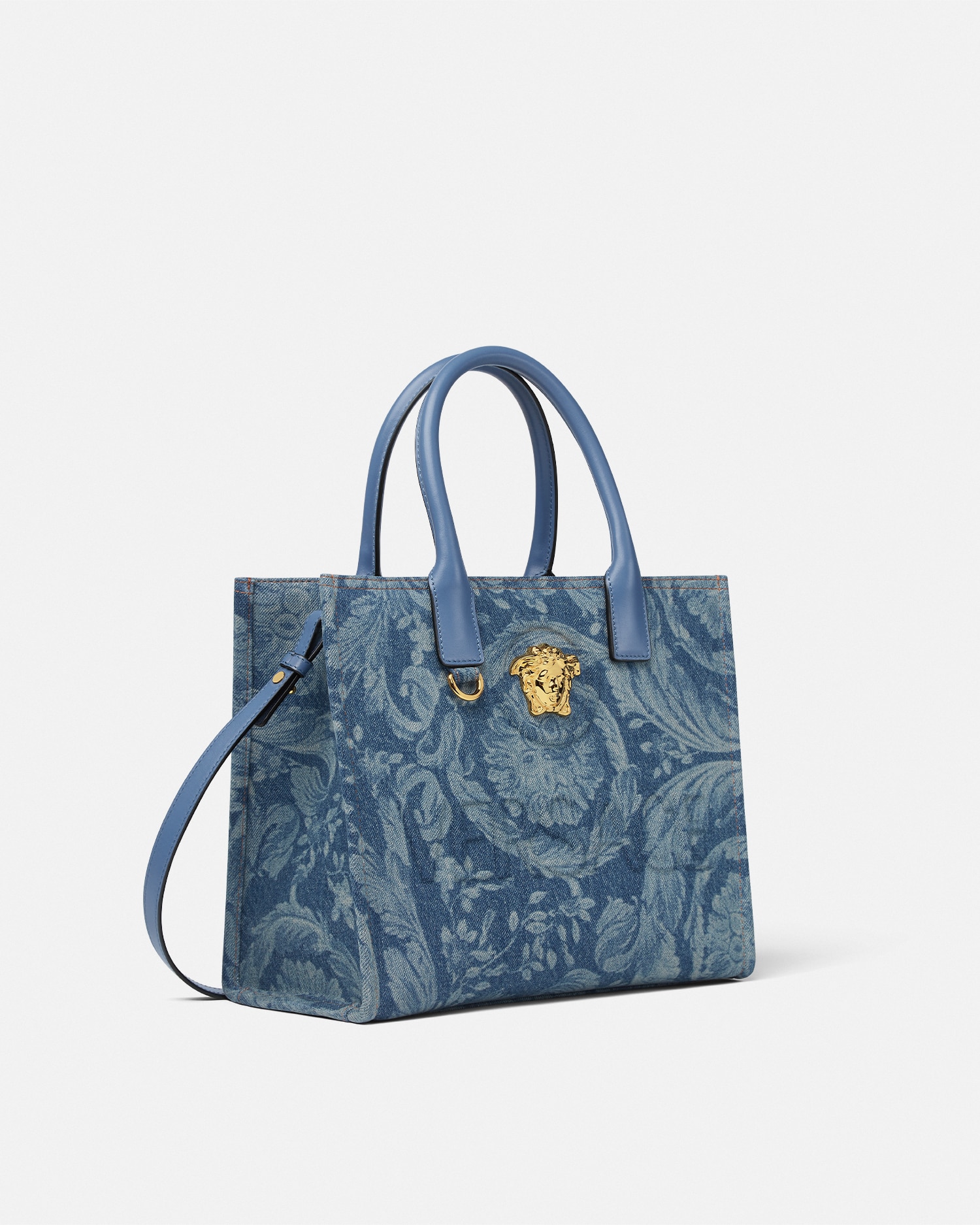 Versace Barocco La Medusa Denim Small Tote Bag