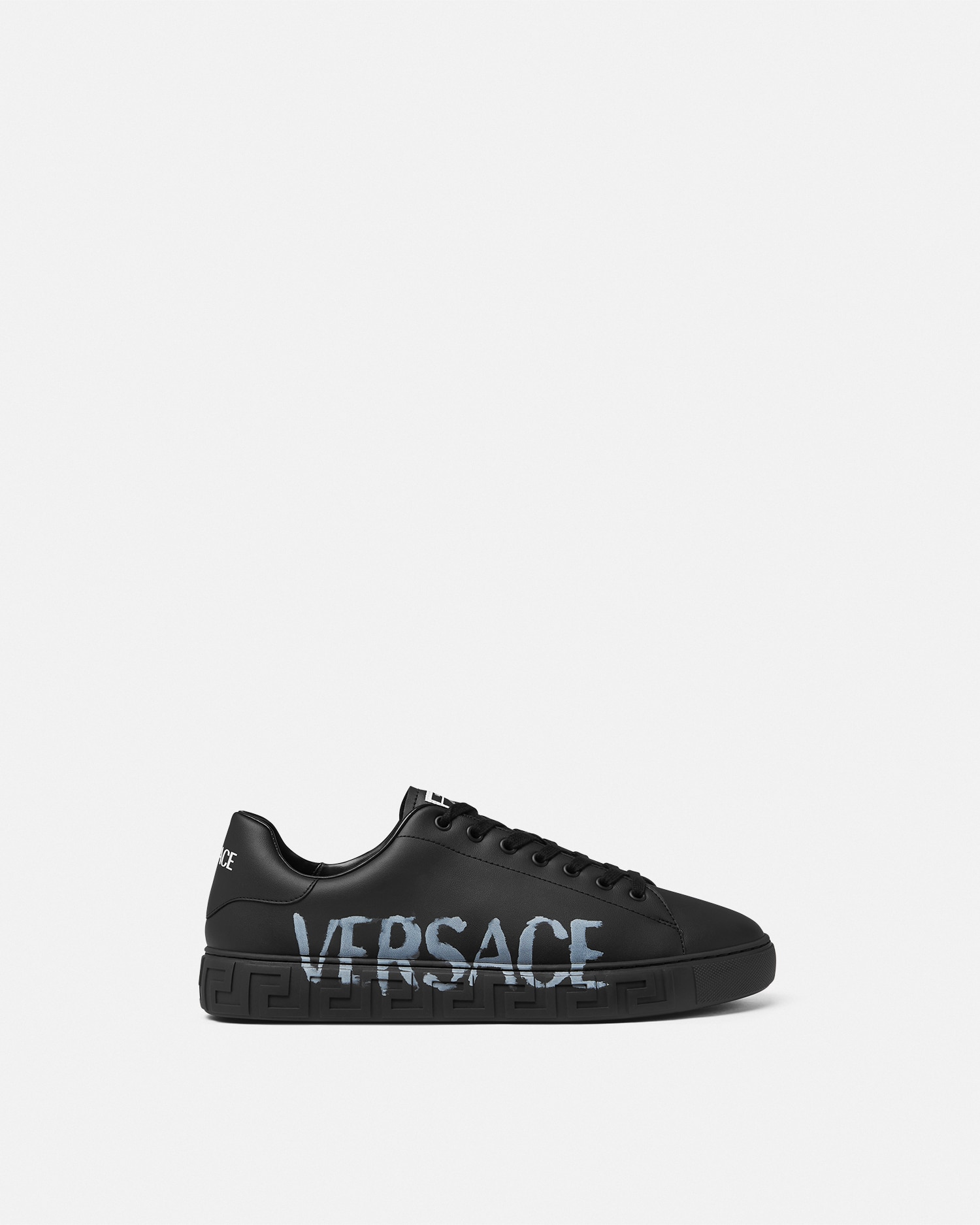 Versace Greek Sneakers With Logo In Black