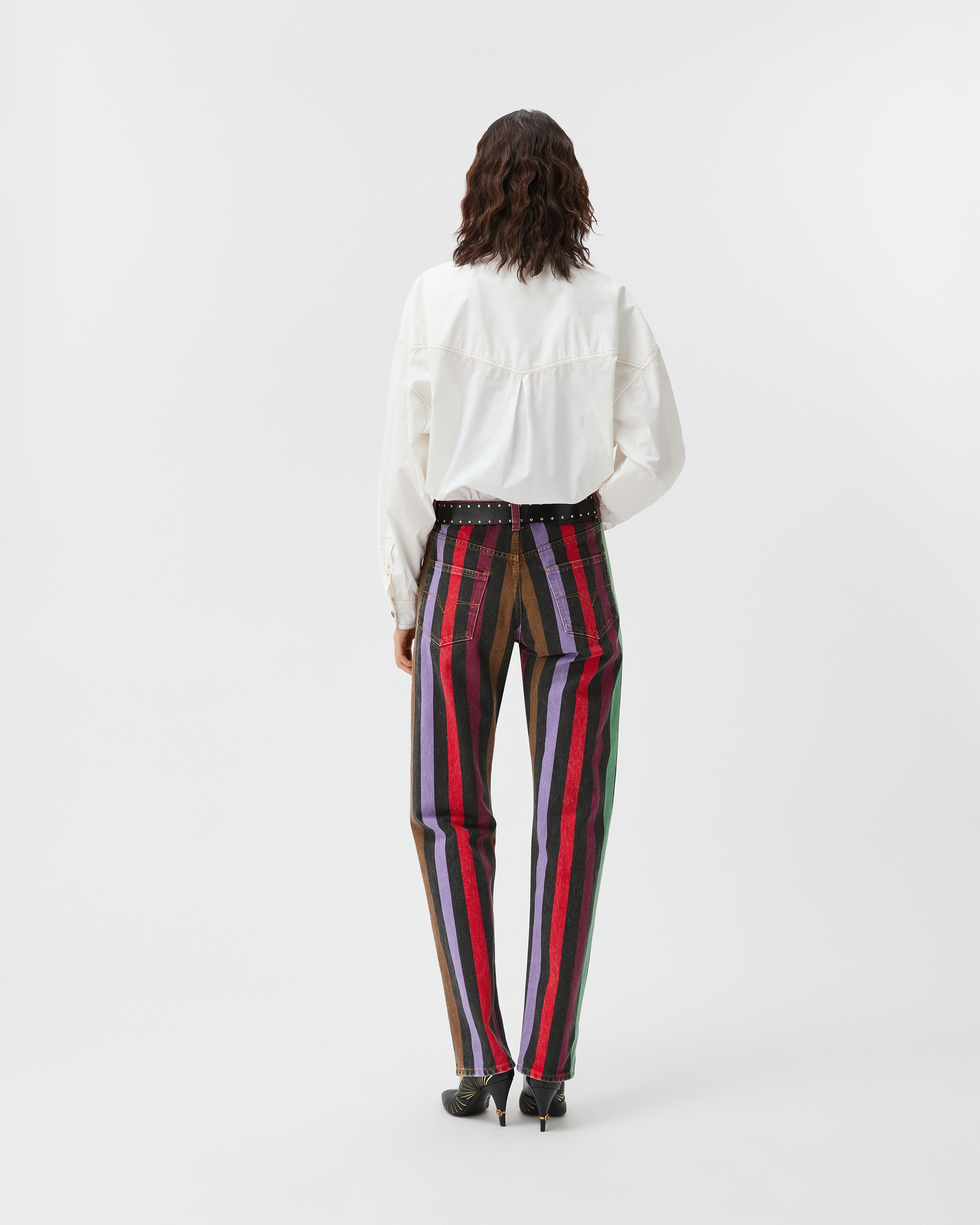 Striped Straight Jeans Multicolor | VERSACE US