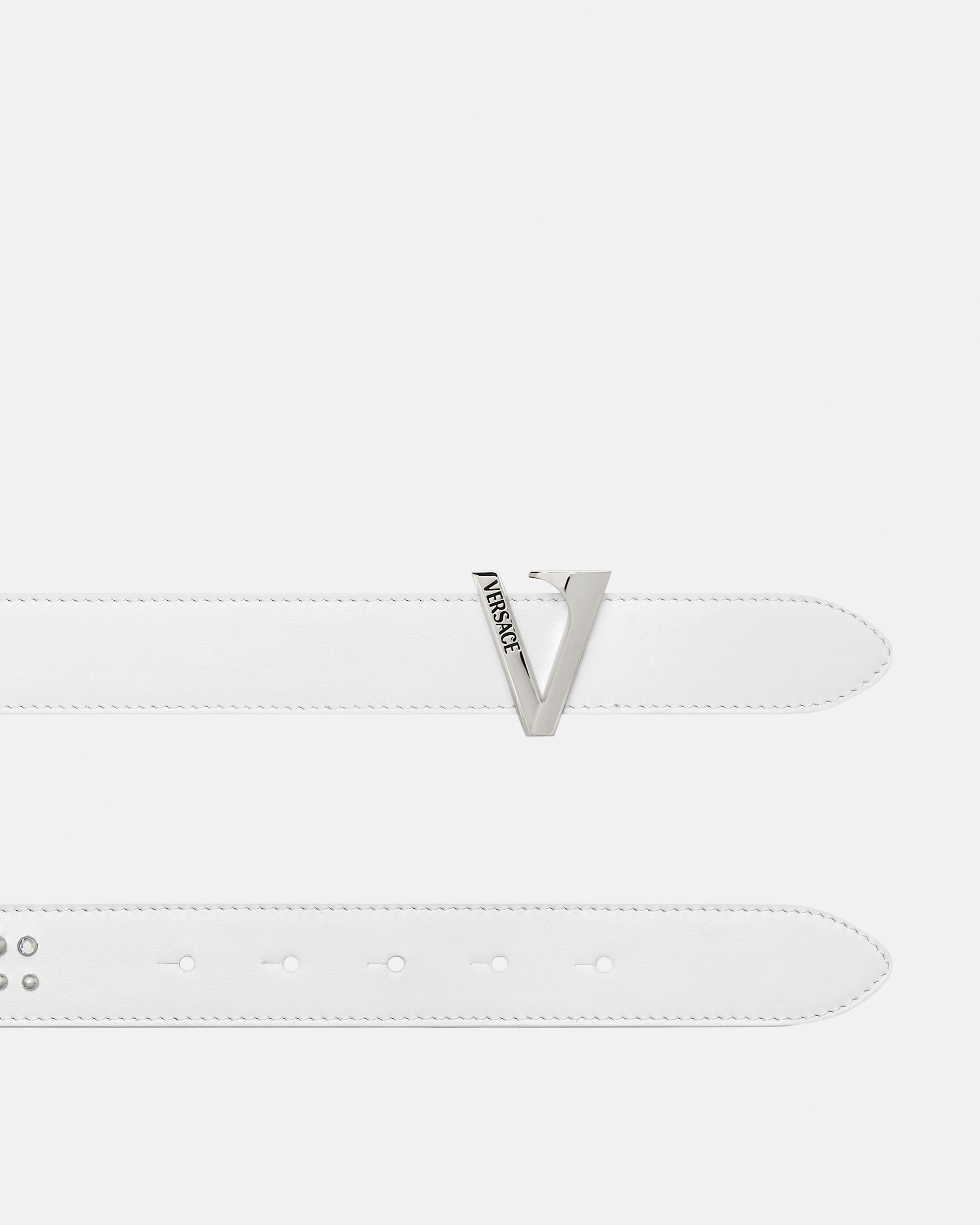 V Embellished Leather Belt 1.2"
