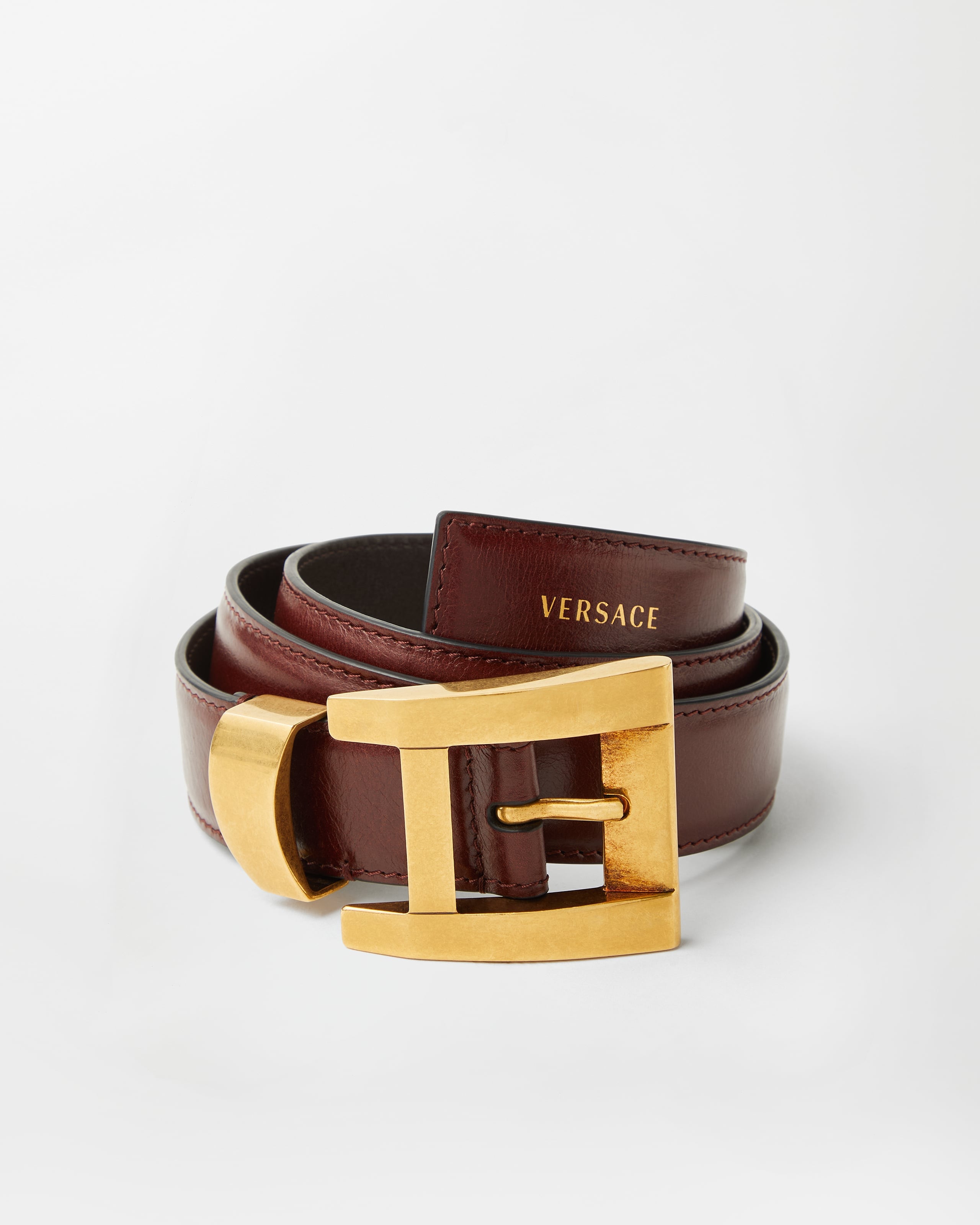 Leather Belt 3 cm Brown | VERSACE US