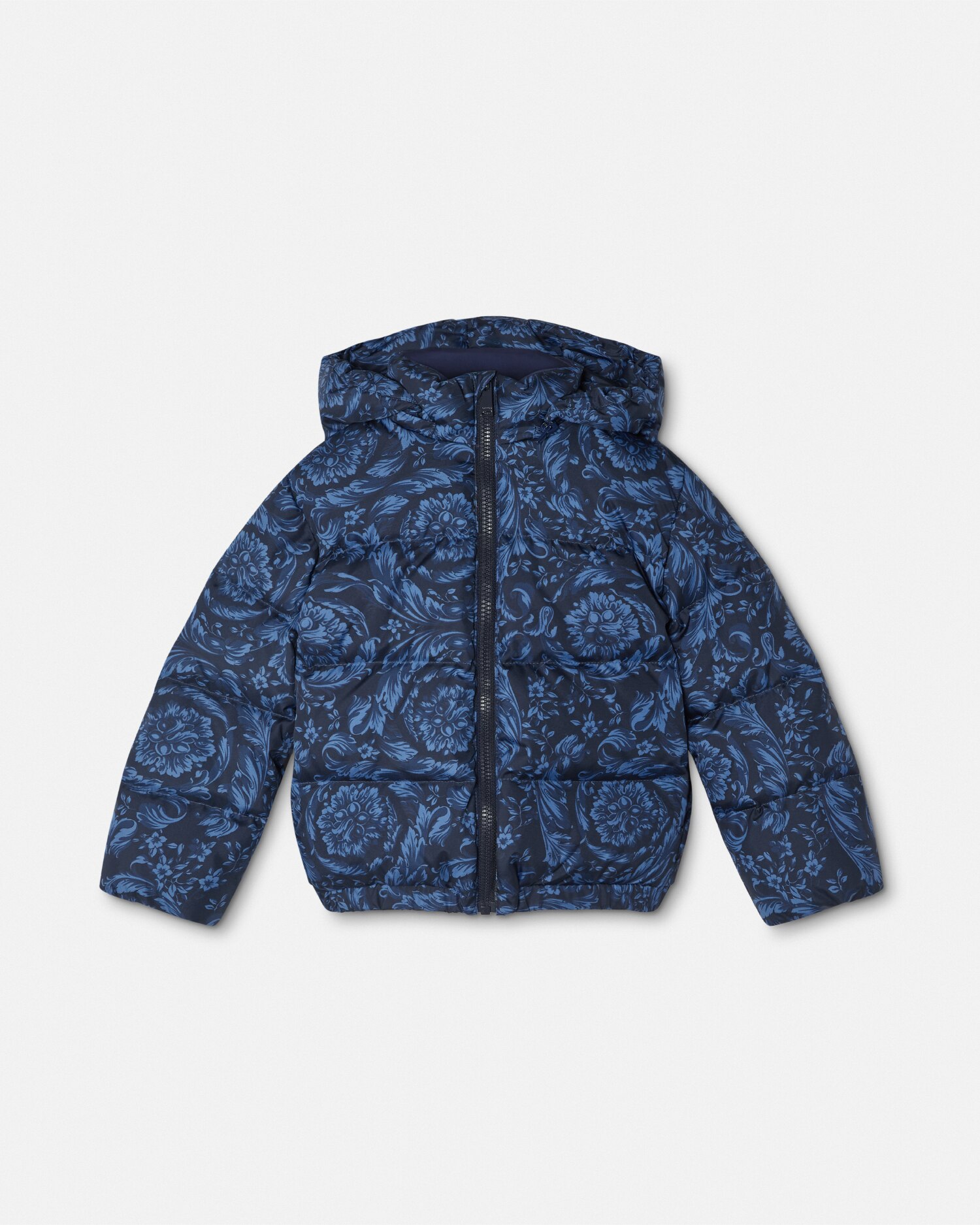 Versace Kids' Barocco Baby Puffer Jacket In Blue+print