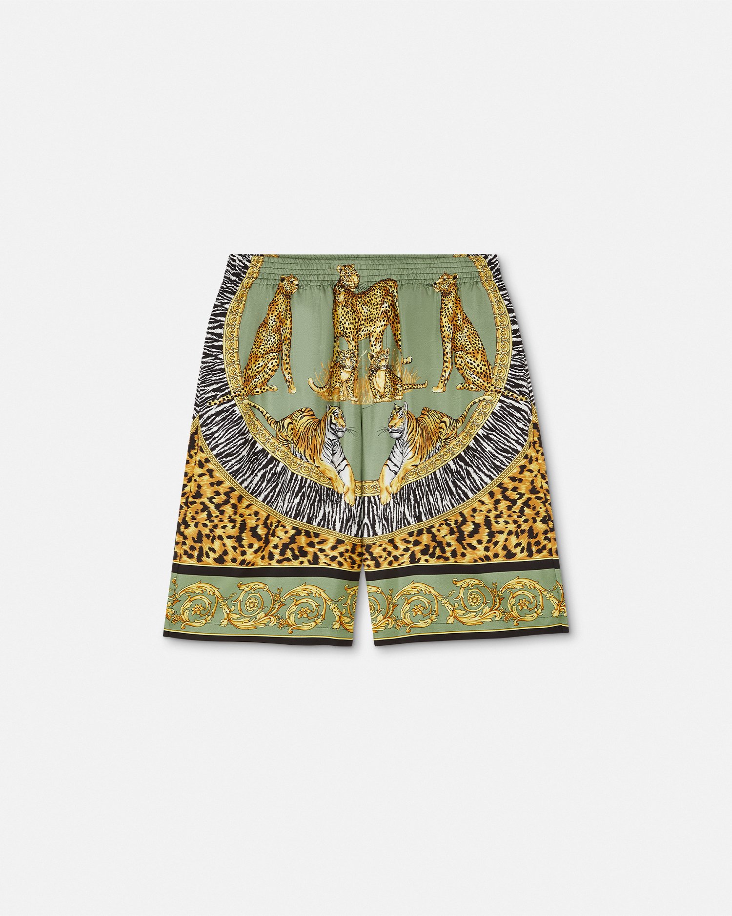 Versace Straight-leg Printed Silk-twill Shorts
