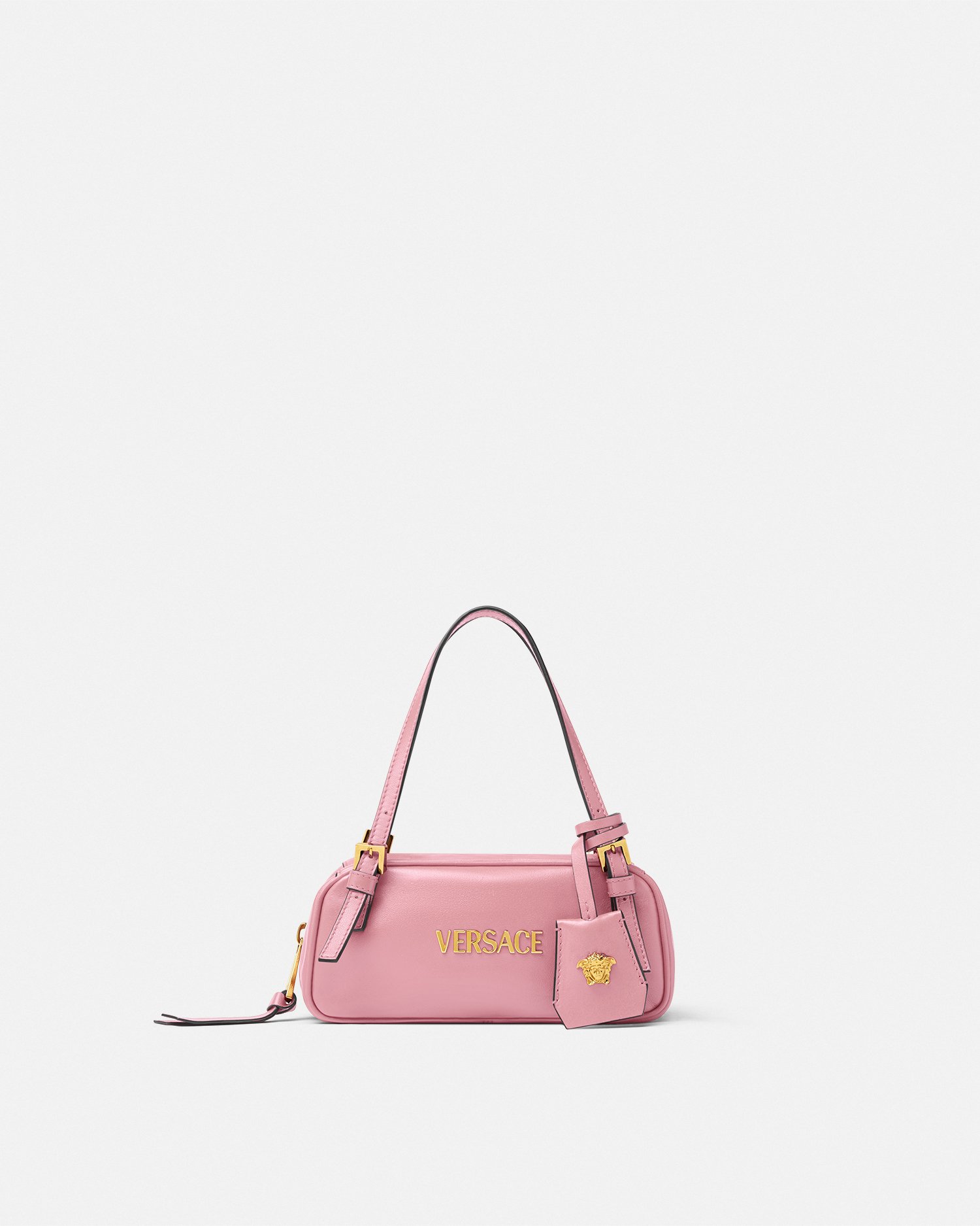 Versace Tag Nappa Bowling Mini Bag Blue | VERSACE US