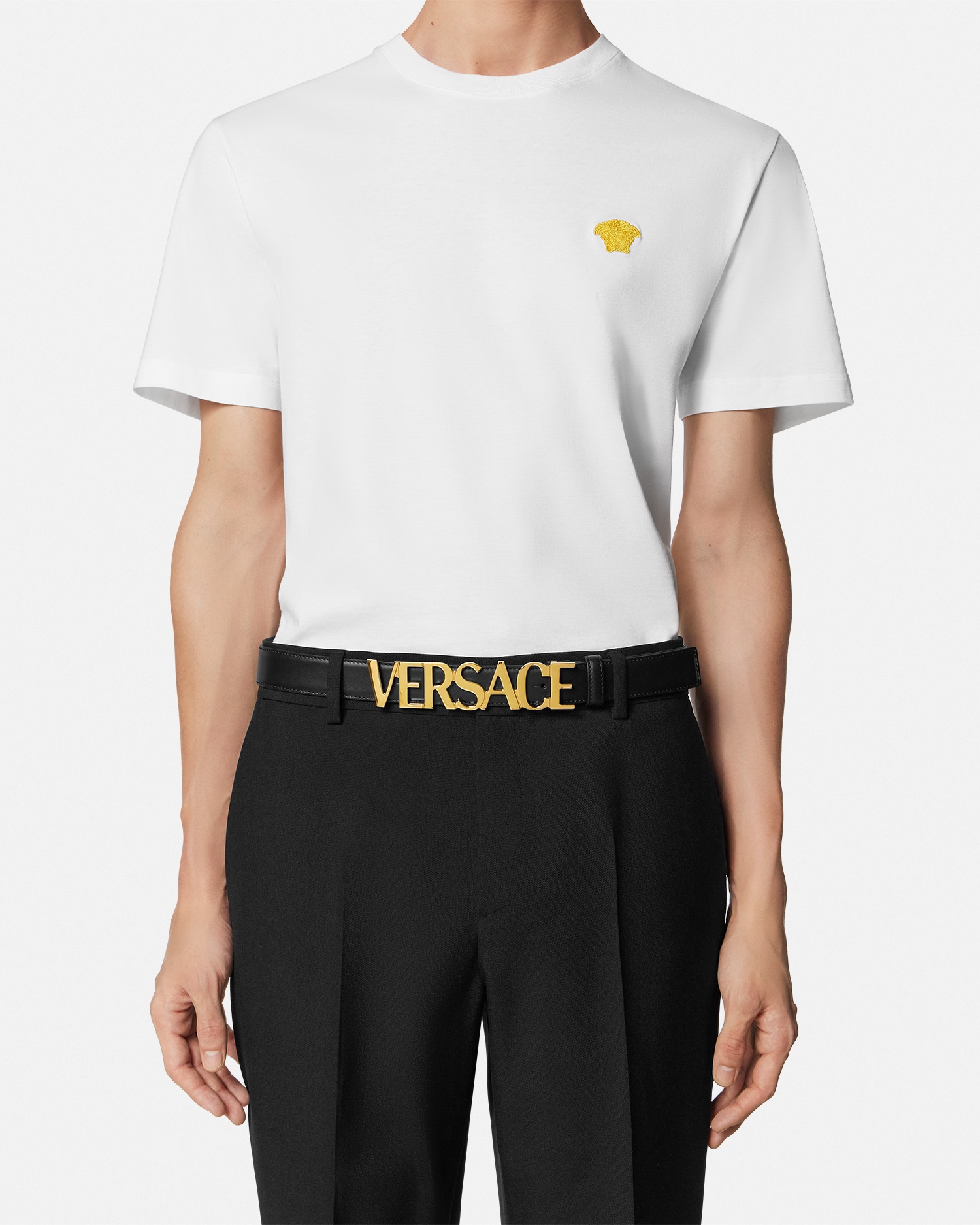 Versace Logo Leather Belt 1.2"