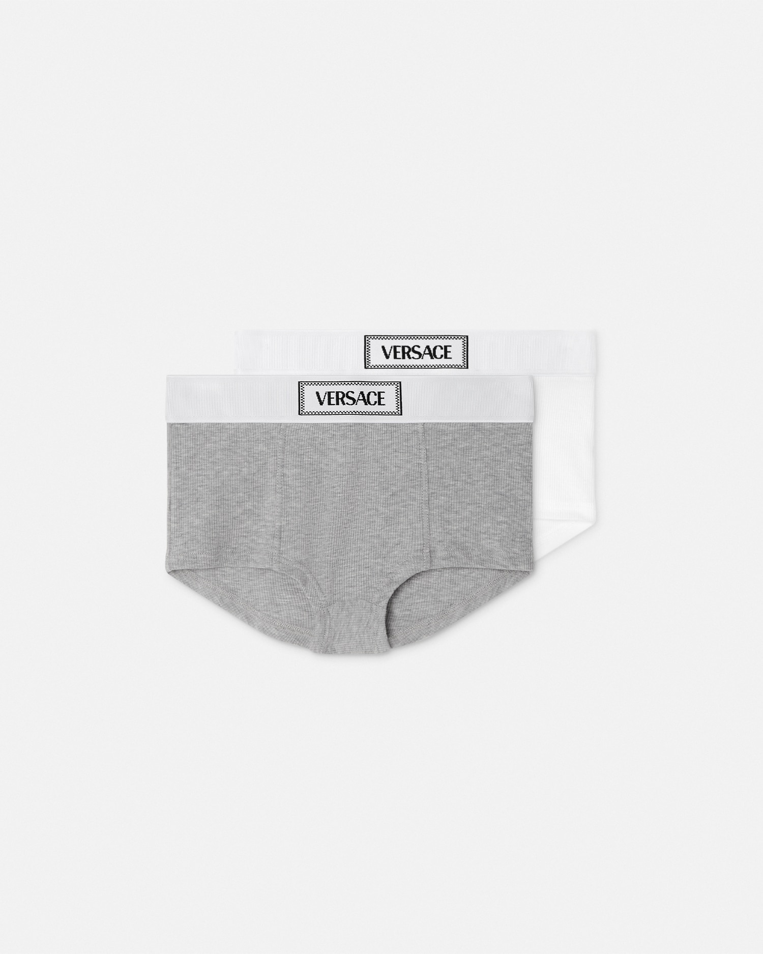 Versace 90s Vintage Logo Kids Trunks 2-pack In Blanc+argent