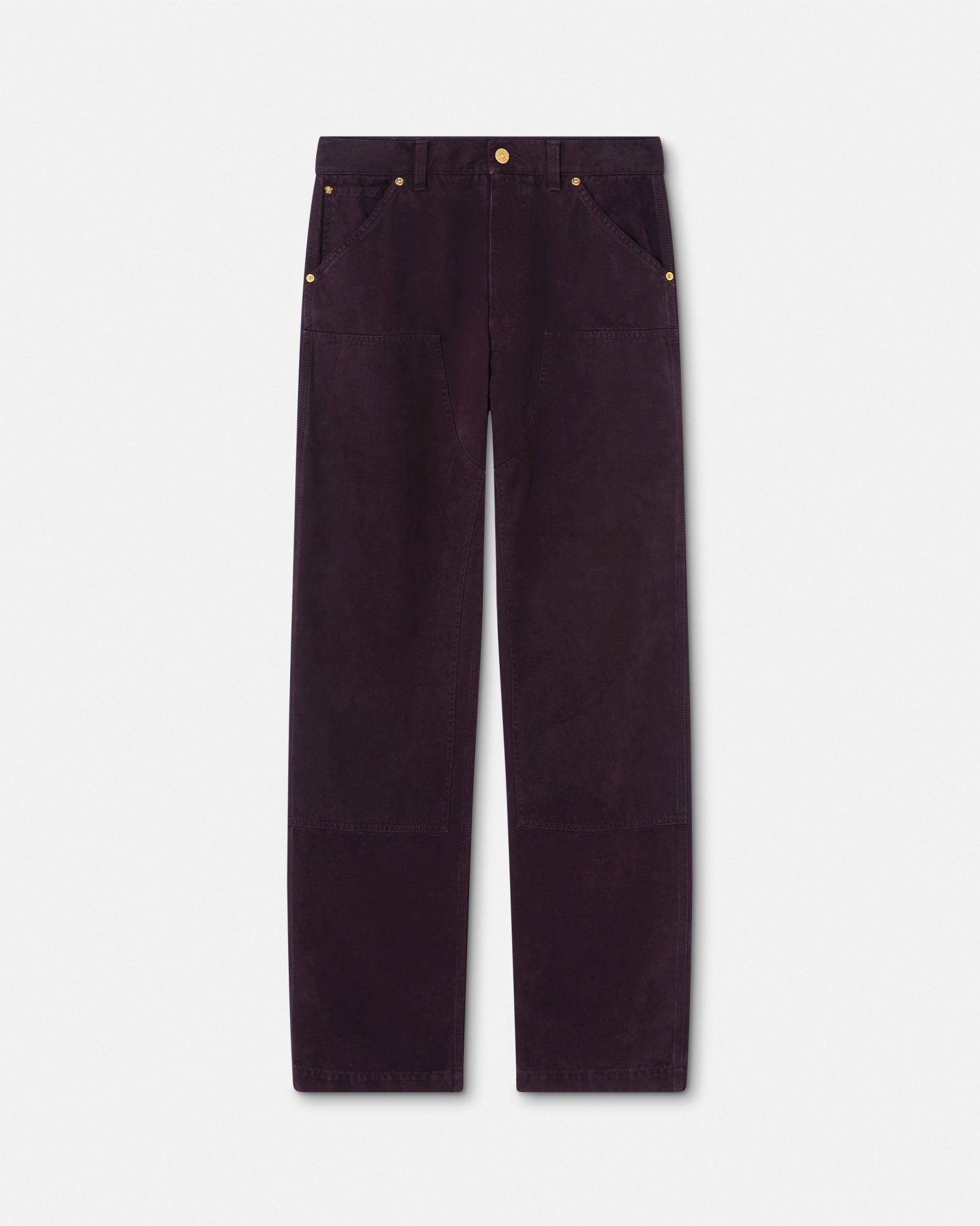 Versace Pantalon Carpenter En Toile Surteinte In Bordeaux