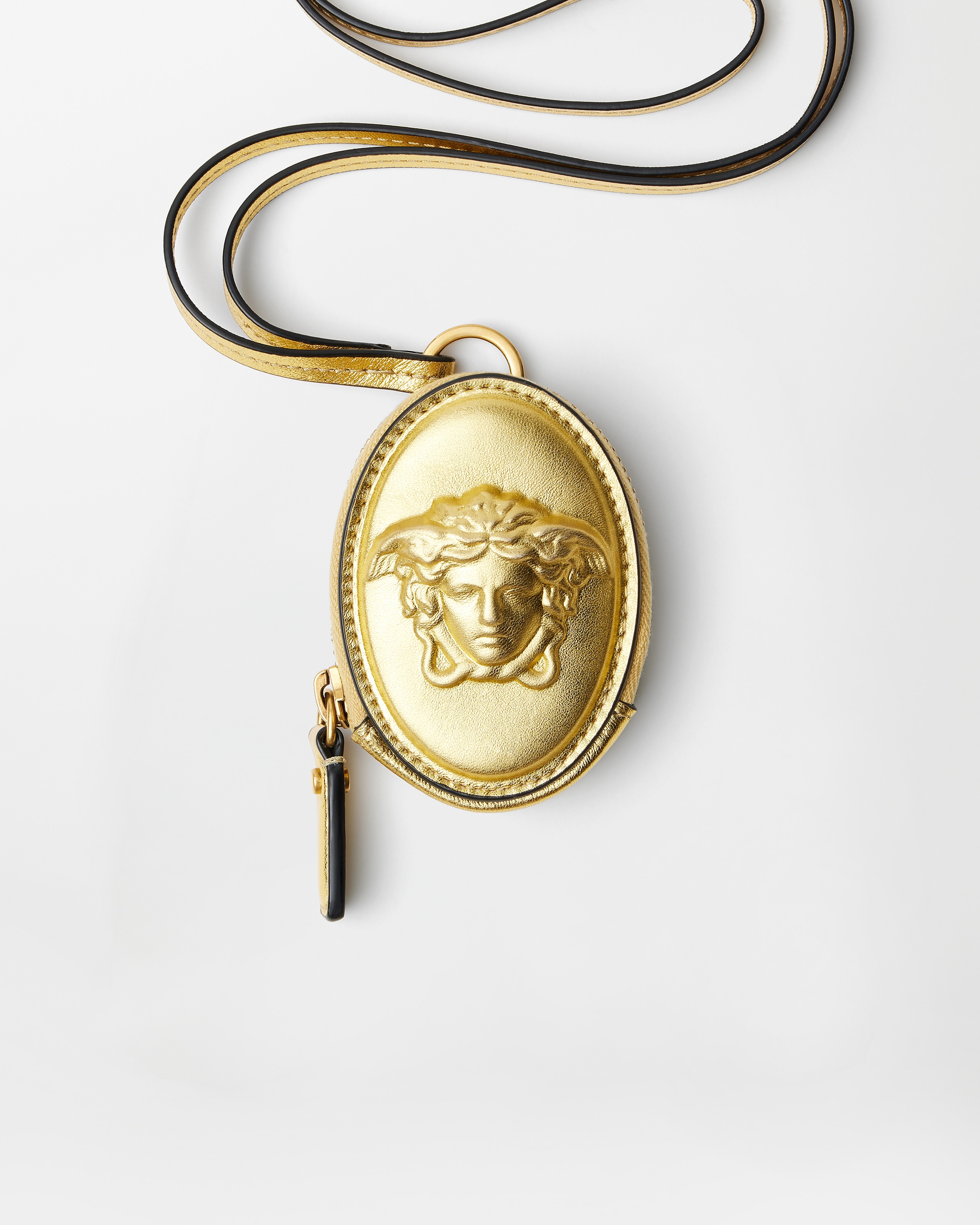 Versace Lou Porte-monnaie En Cuir Nappa Métallisé In Orange