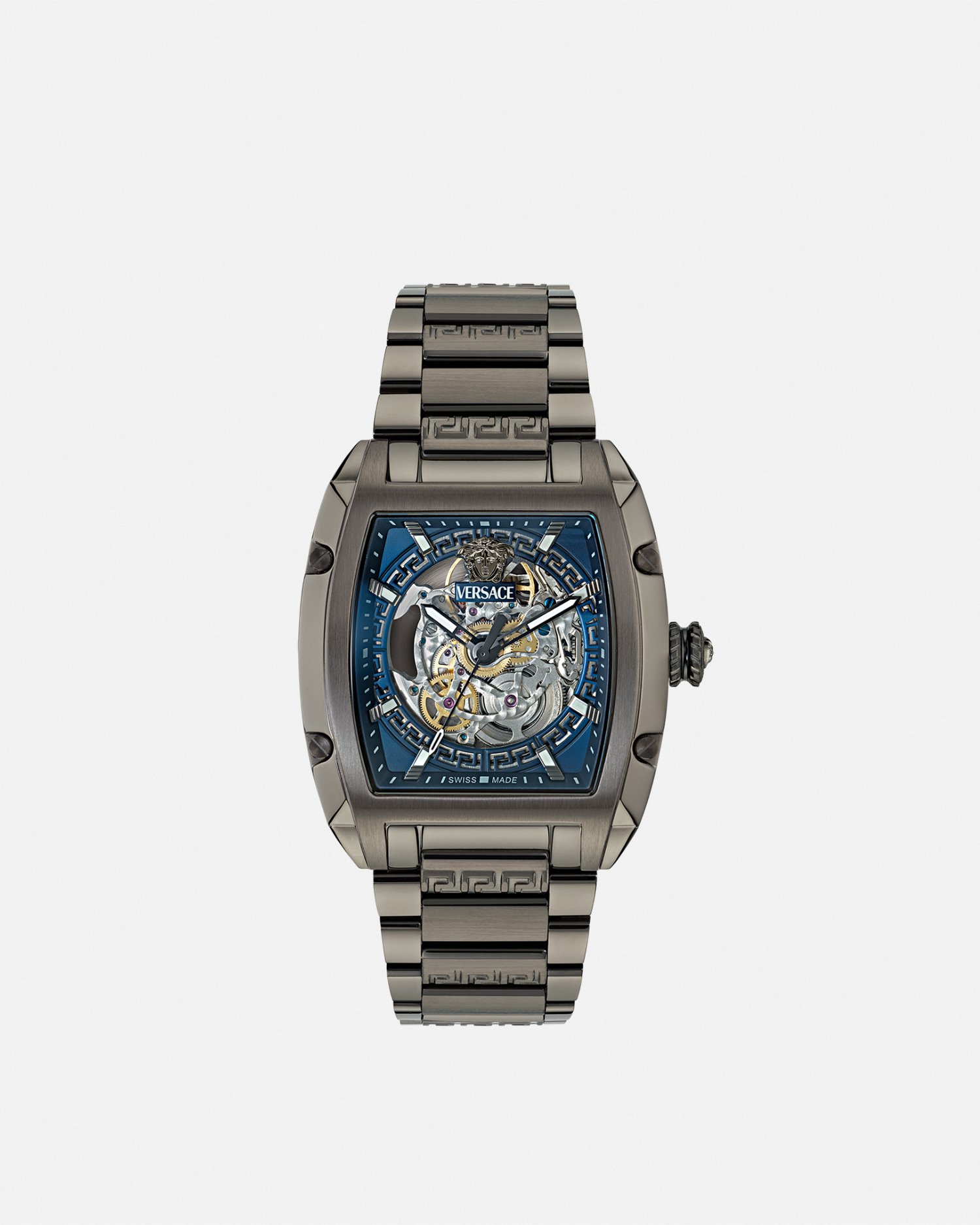 Versace Dominus Skeleton Watch In Black