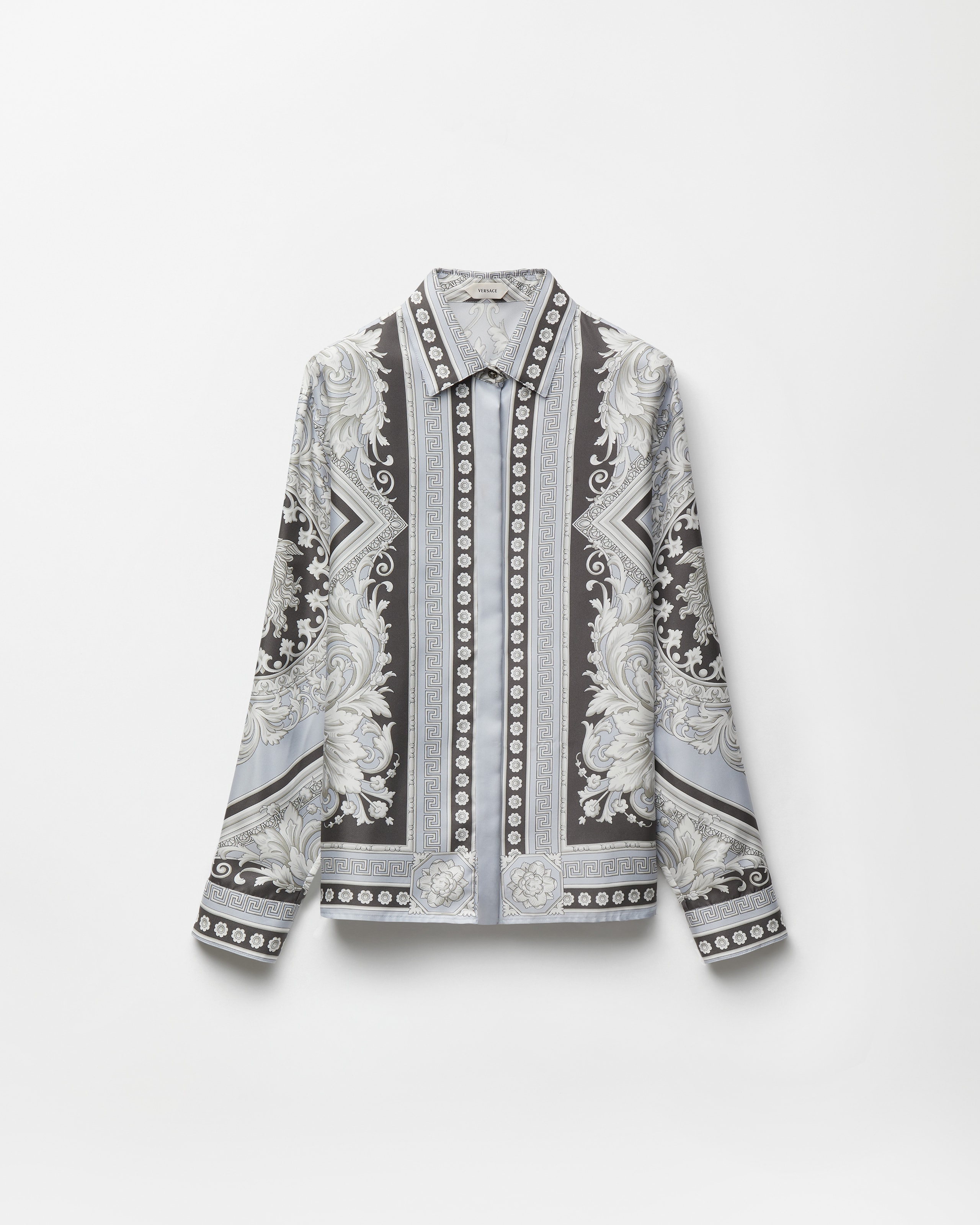 Versace Printed Silk Twill Shirt In Multi